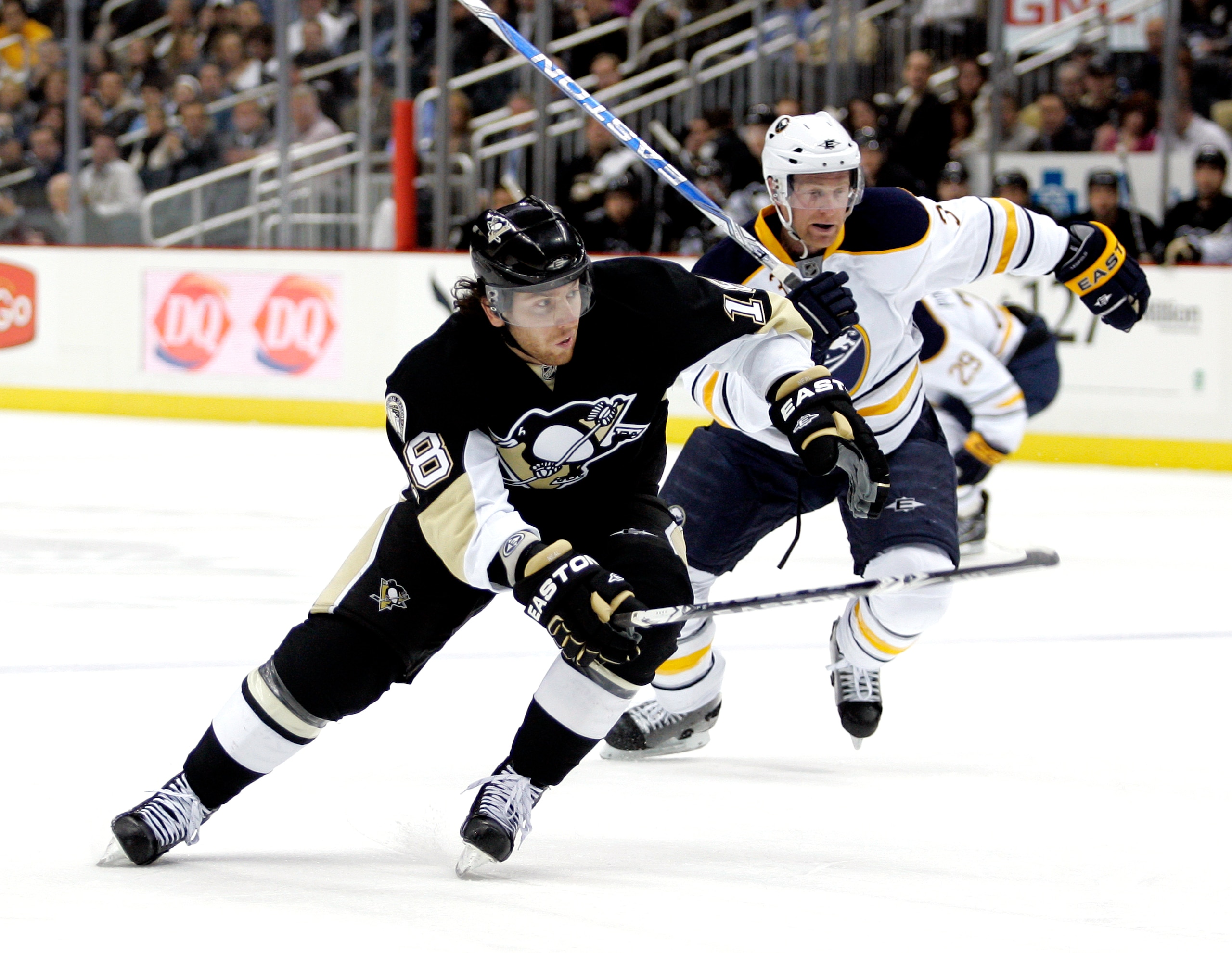 PITTSBURGH, PA - MARCH 08: James Neal #18 of the Pittsburgh Penguins skates against the Buffalo Sabres at Consol Energy Center on March 8, 2011 in Pittsburgh, Pennsylvania. (Photo by Justin K. Aller/Getty Images) PITTSBURGH, PA - MARCH 08: James Neal #18 of the Pittsburgh Penguins skates against the Buffalo Sabres at Consol Energy Center on March 8, 2011 in Pittsburgh, Pennsylvania. (Photo by Justin K. Aller/Getty Images)