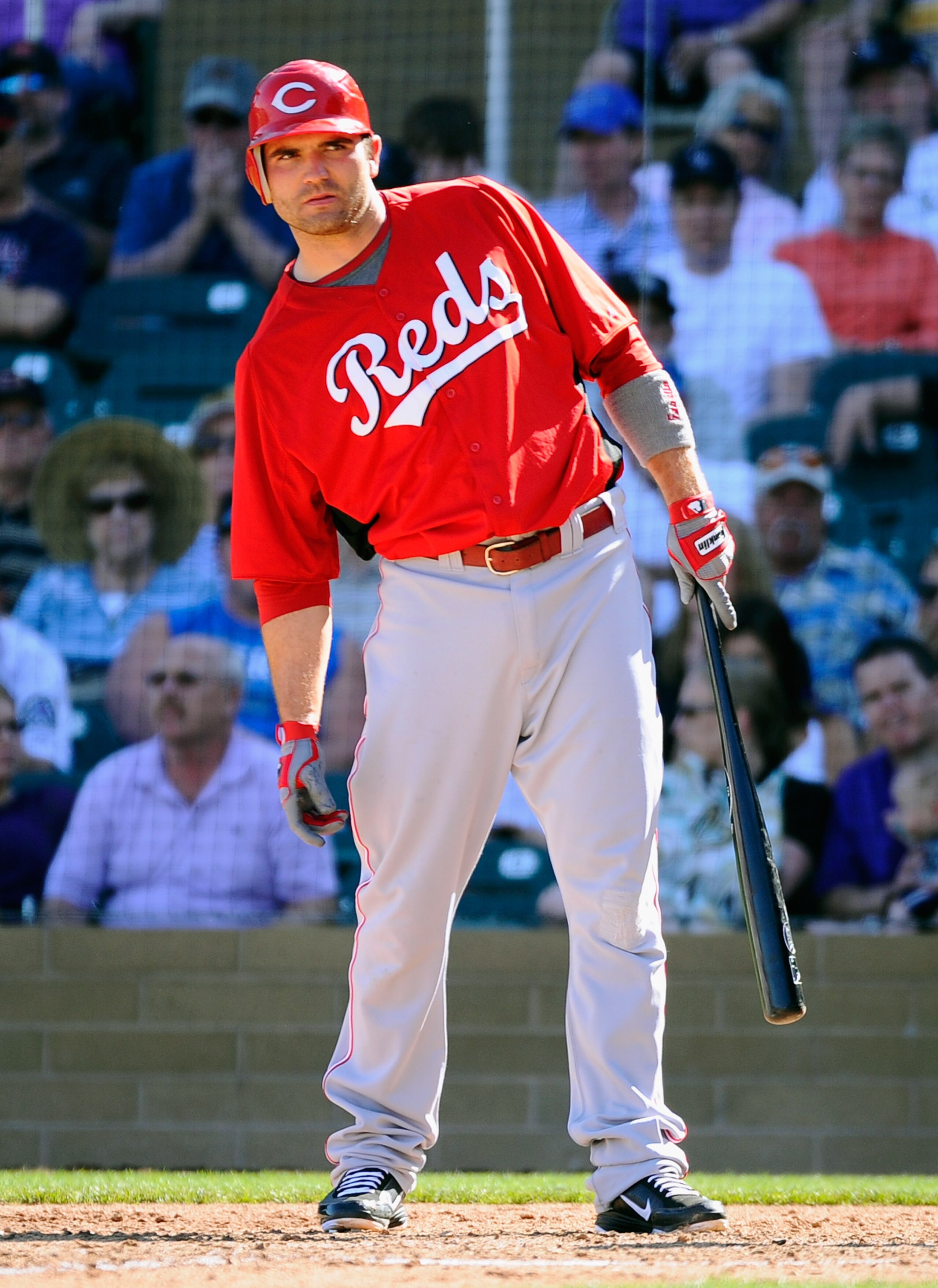 SCOTTSDALE, AZ - MARCH 14:  Joey Votto #19 of the Cincinnati Reds against the Colorodo Rockies during the spring training baseball game at Salt River Fields at Talking Stick on March 14, 2011 in Scottsdale, Arizona.  (Photo by Kevork Djansezian/Getty Imag