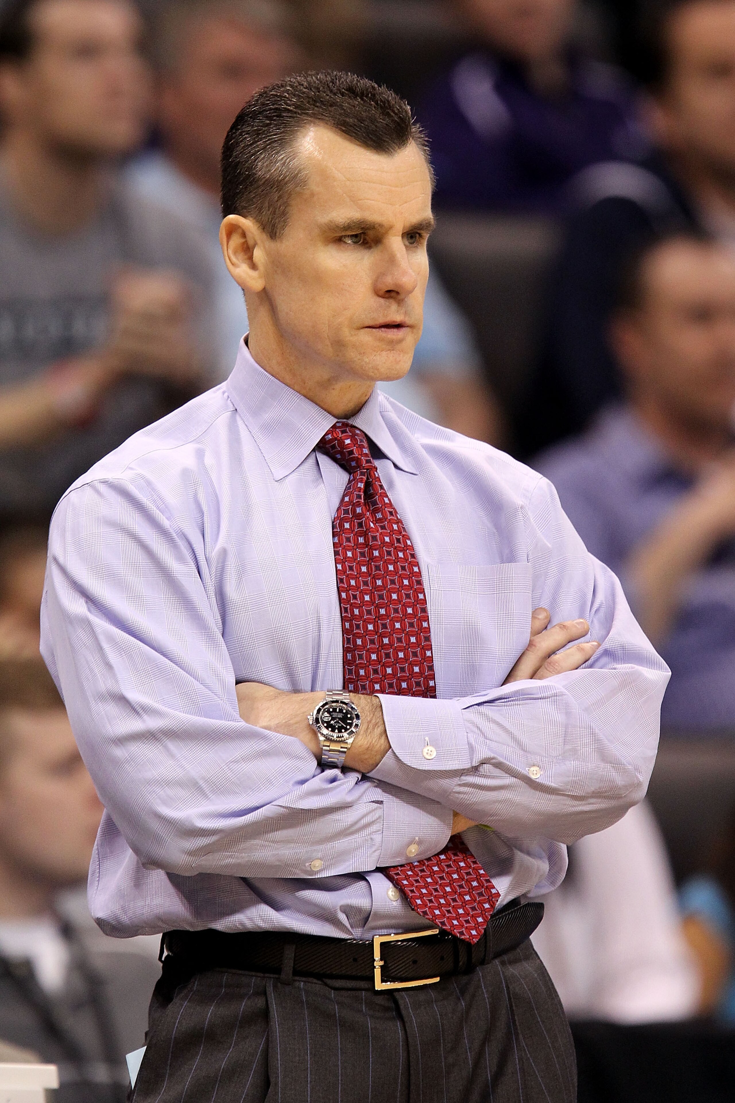 OKLAHOMA CITY - MARCH 18:  Head coach Billy Donovan of the Florida Gators looks on as he coaches against the BYU Cougars during the first round of the 2010 NCAA menï¿½s basketball tournament at Ford Center on March 18, 2010 in Oklahoma City, Oklahoma.  (Pho