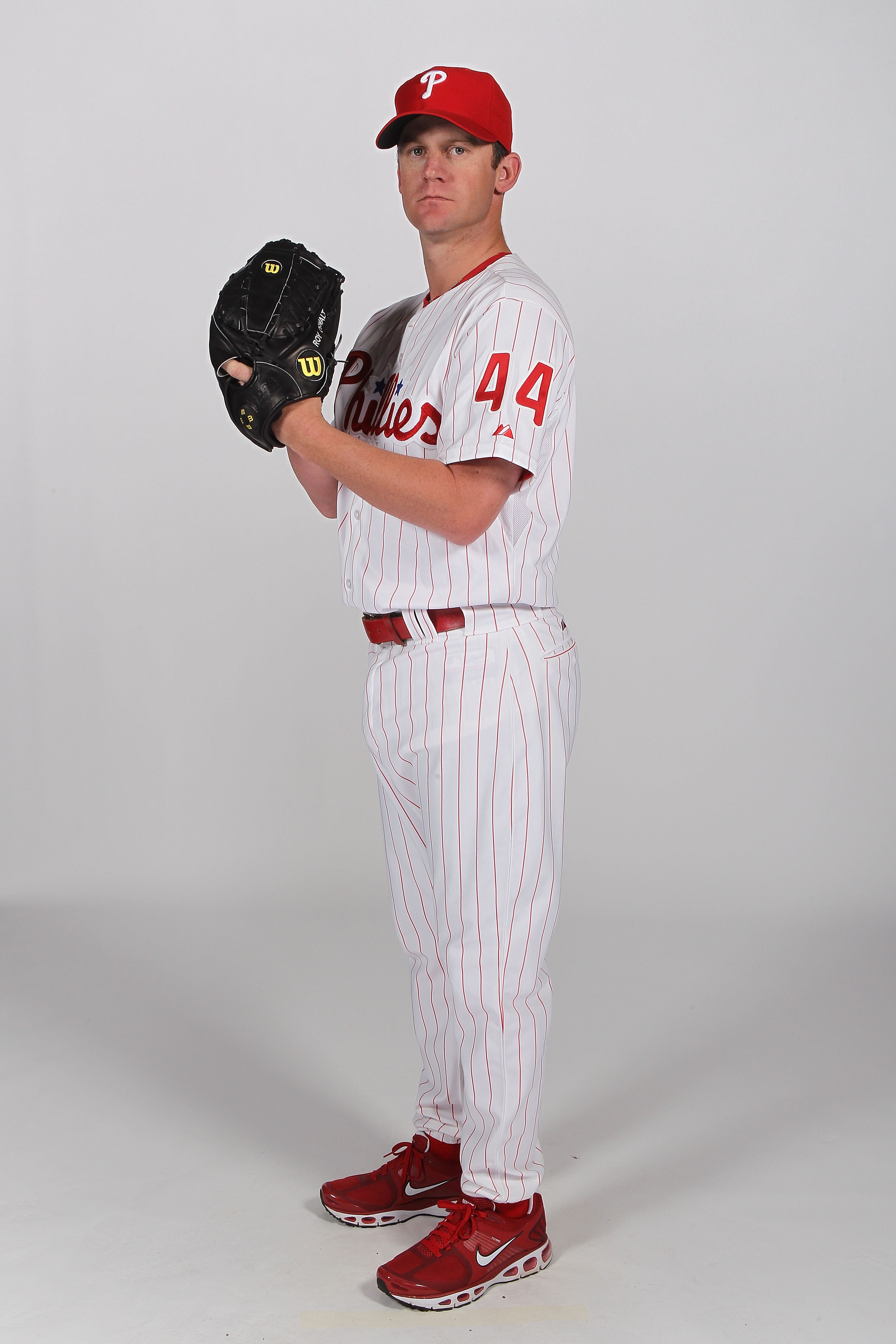 CLEARWATER, FL - FEBRUARY 22:  Roy Oswalt #44 of the Philadelphia Phillies poses for a photo during Spring Training Media Photo Day at Bright House Networks Field on February 22, 2011 in Clearwater, Florida.  (Photo by Nick Laham/Getty Images)