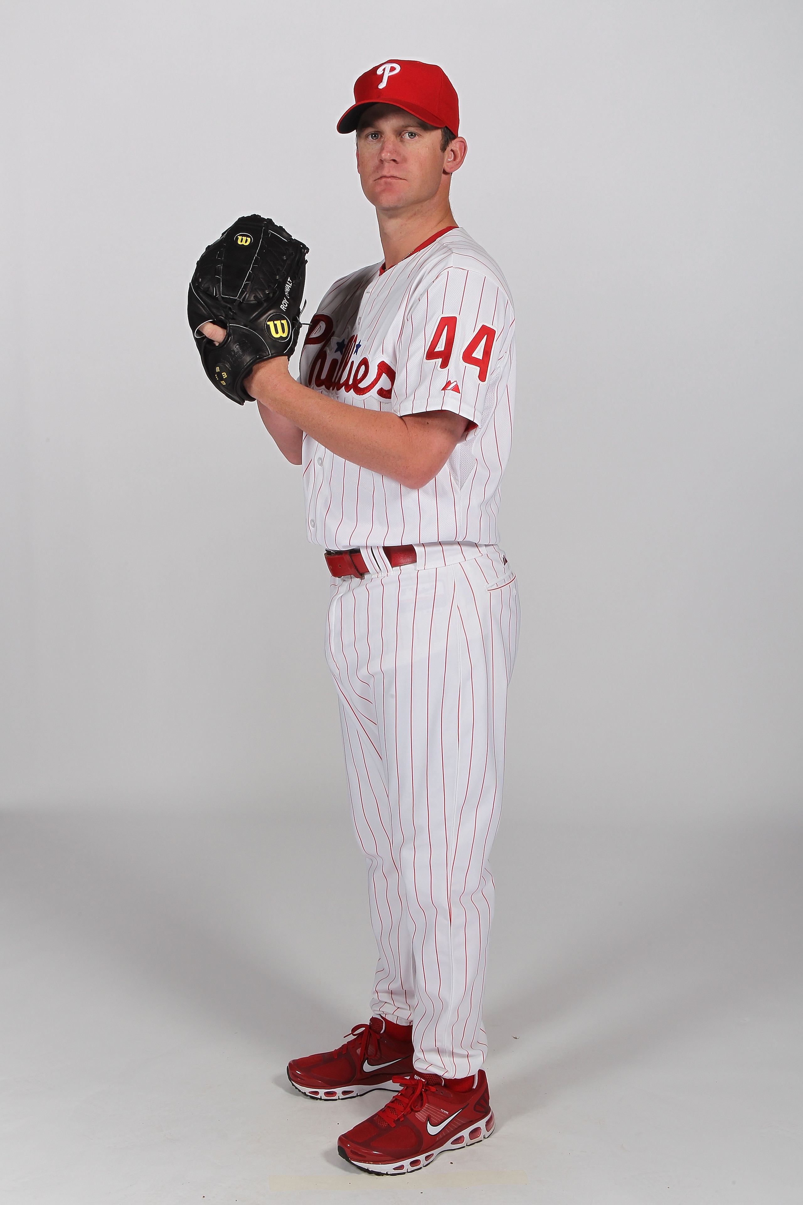 CLEARWATER, FL - FEBRUARY 22:  Roy Oswalt #44 of the Philadelphia Phillies poses for a photo during Spring Training Media Photo Day at Bright House Networks Field on February 22, 2011 in Clearwater, Florida.  (Photo by Nick Laham/Getty Images)