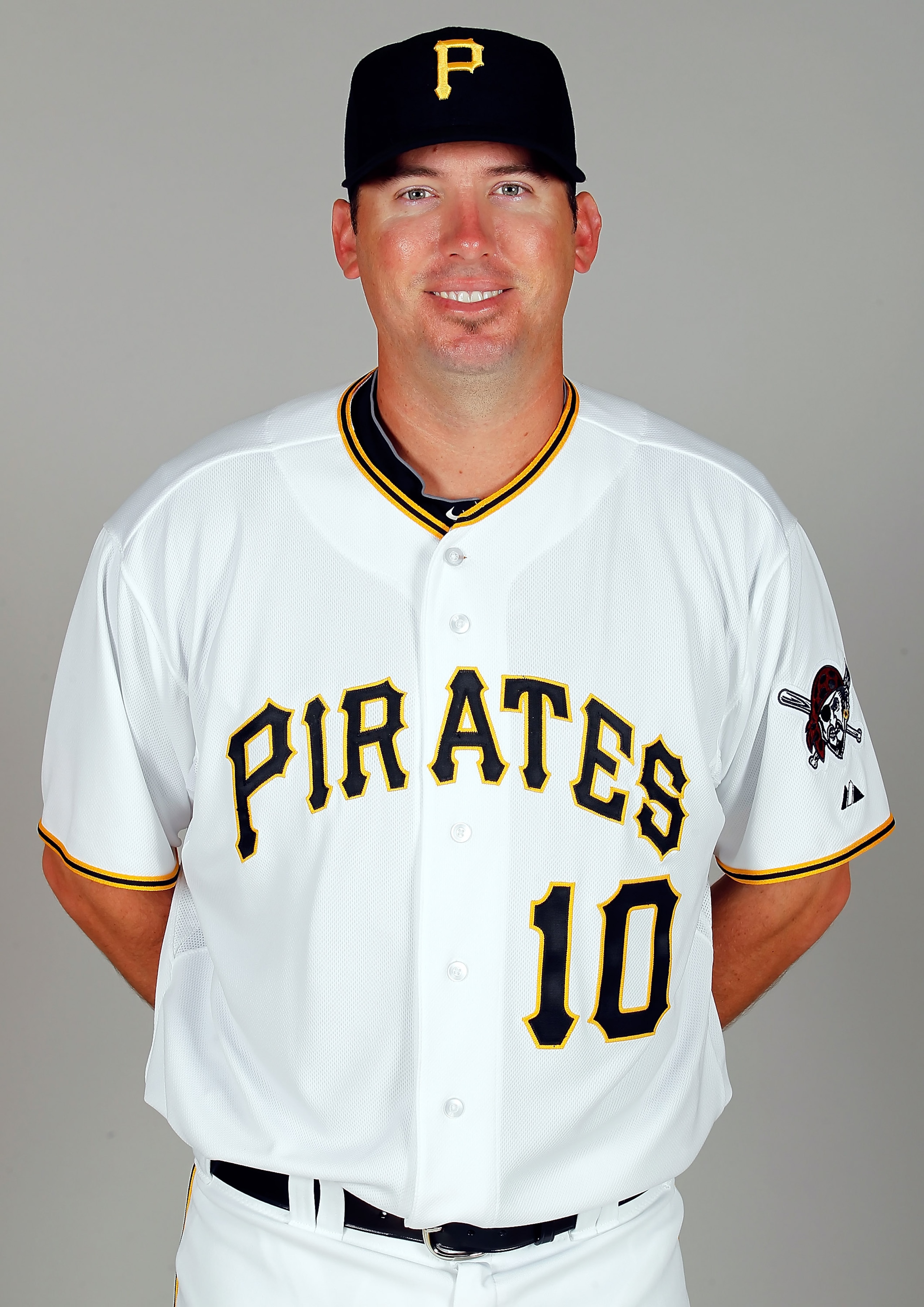 BRADENTON, FL - FEBRUARY 20:  Infielder Garrett Atkins #10 of the Pittsburgh Pirates poses for a photo during photo day at Pirate City on February 20, 2011 in Bradenton, Florida.  (Photo by J. Meric/Getty Images)