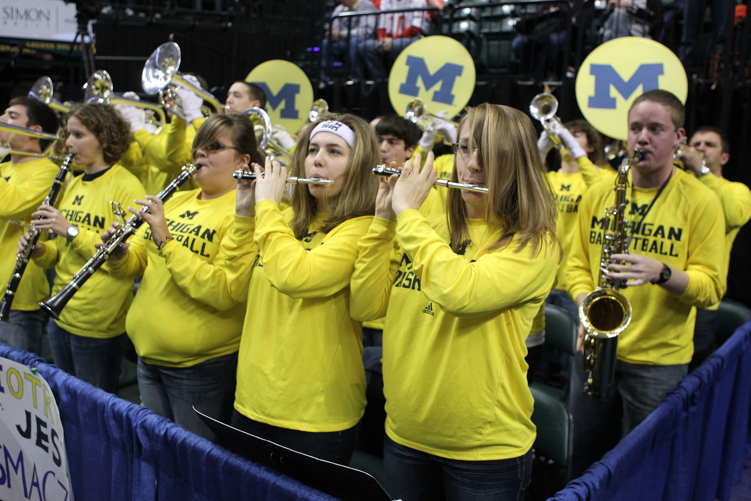 INDIANAPOLIS, IN - MARCH 12:  The Michigan Wolverines performs against the Ohio State Buckeyes during the semifinals of the 2011 Big Ten Men's Basketball Tournament at Conseco Fieldhouse on March 12, 2011 in Indianapolis, Indiana.  (Photo by Andy Lyons/Ge