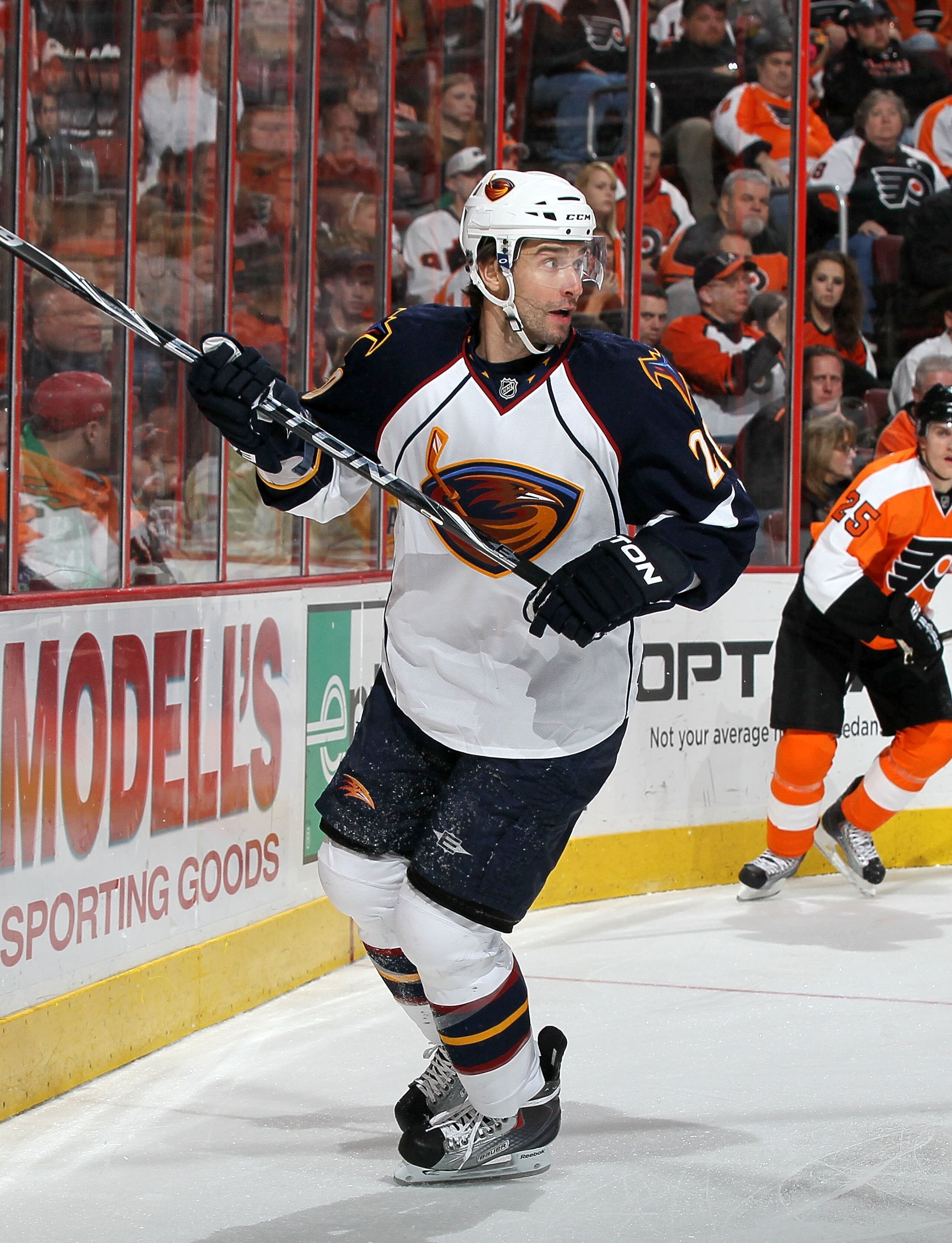 PHILADELPHIA, PA - MARCH 12:  Radek Dvorak #20 of the Atlanta Thrashers skates against the Philadelphia Flyers on March 12, 2011 at Wells Fargo Center in Philadelphia, Pennsylvania.  (Photo by Jim McIsaac/Getty Images)