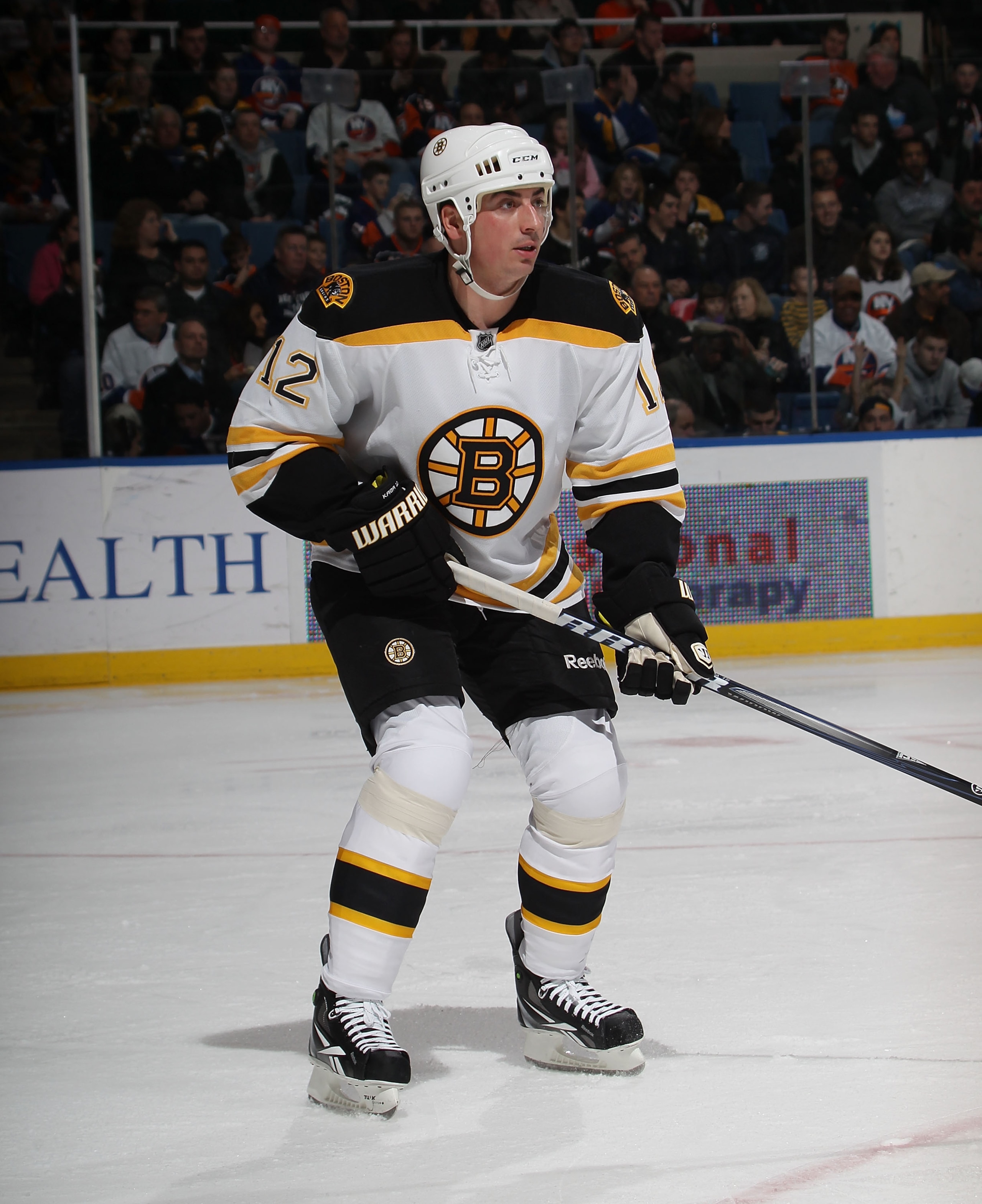 UNIONDALE, NY - MARCH 11:  Tomas Kaberle #12 of the Boston Bruins skates against the New York Islanders at the Nassau Coliseum on March 11, 2011 in Uniondale, New York.  (Photo by Bruce Bennett/Getty Images)