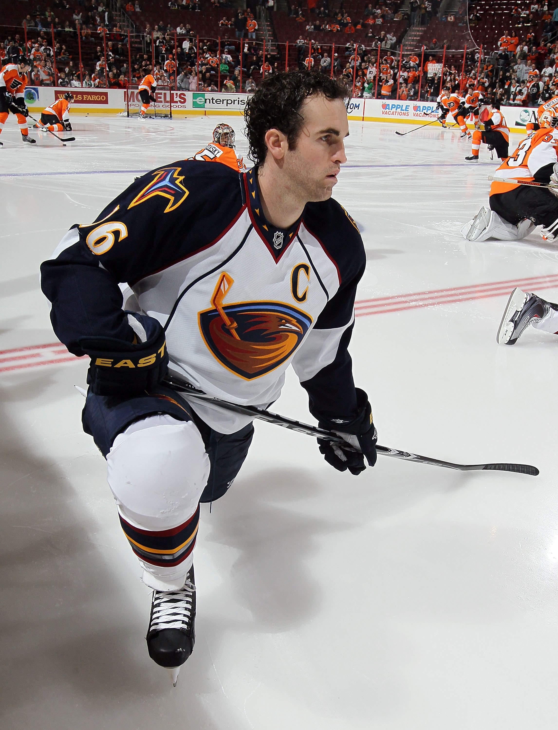 PHILADELPHIA, PA - MARCH 12:  Andrew Ladd #16 of the Atlanta Thrashers warms up before playing the Philadelphia Flyers on March 12, 2011 at Wells Fargo Center in Philadelphia, Pennsylvania.  (Photo by Jim McIsaac/Getty Images)