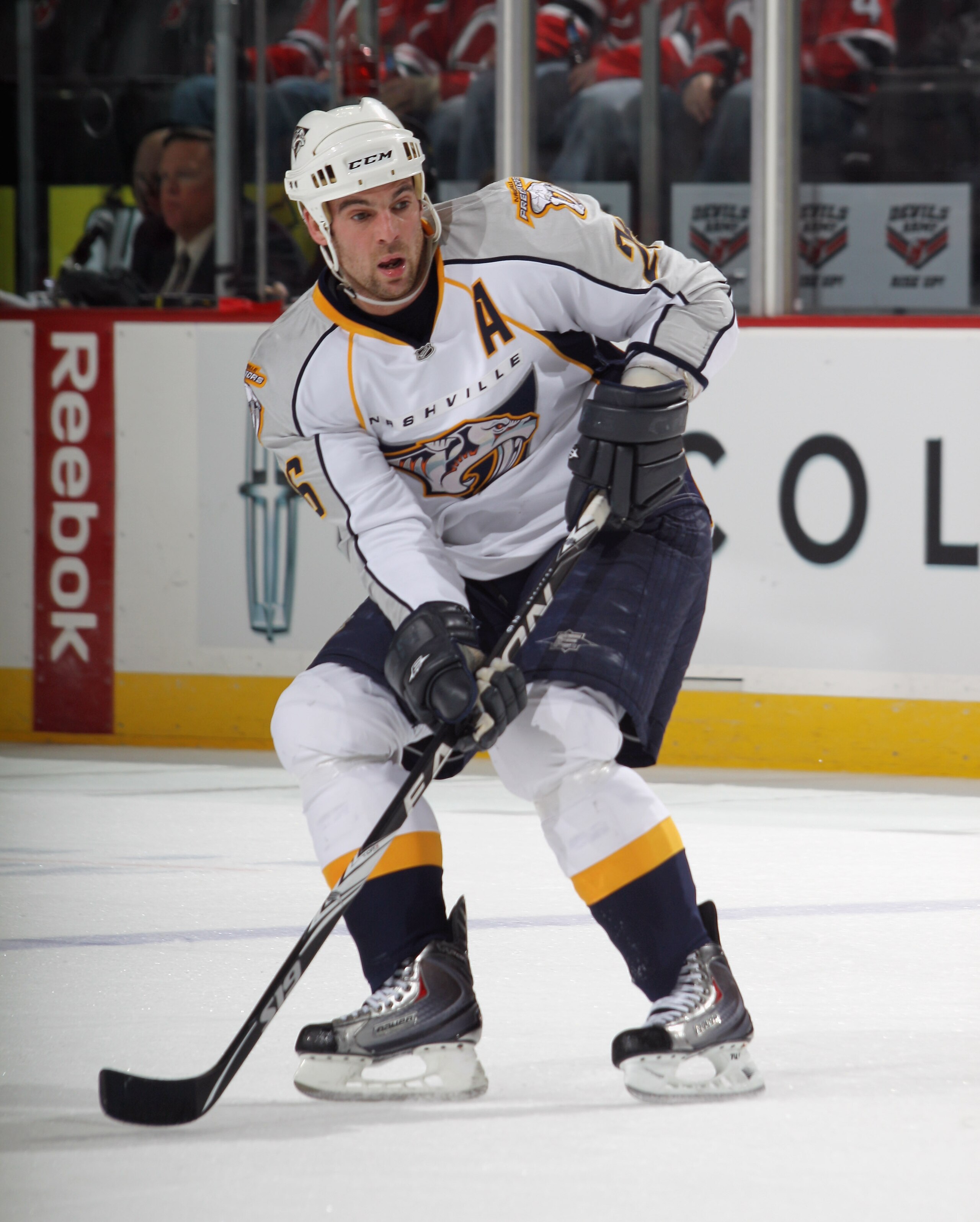 NEWARK, NJ - DECEMBER 17:  Steve Sullivan #26 of the Nashville Predators skates against the New Jersey Devils at the Prudential Center on December 17, 2010 in Newark, New Jersey.  (Photo by Bruce Bennett/Getty Images)