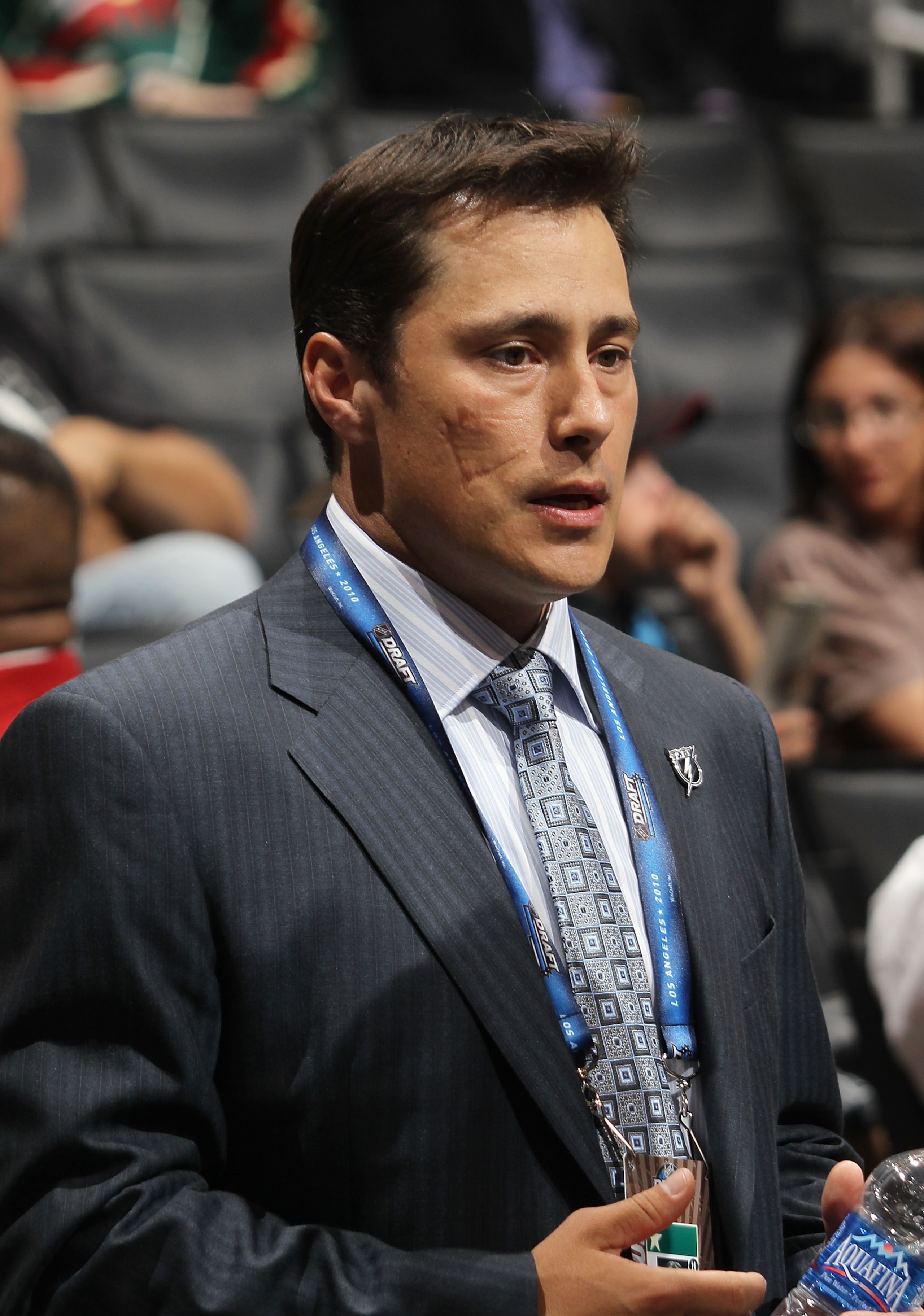 LOS ANGELES, CA - JUNE 25: Head coach Guy Boucher of the Tampa Bay Lightning works on the draft floor during the 2010 NHL Entry Draft at Staples Center on June 25, 2010 in Los Angeles, California. (Photo by Bruce Bennett/Getty Images) LOS ANGELES, CA - JUNE 25: Head coach Guy Boucher of the Tampa Bay Lightning works on the draft floor during the 2010 NHL Entry Draft at Staples Center on June 25, 2010 in Los Angeles, California. (Photo by Bruce Bennett/Getty Images)