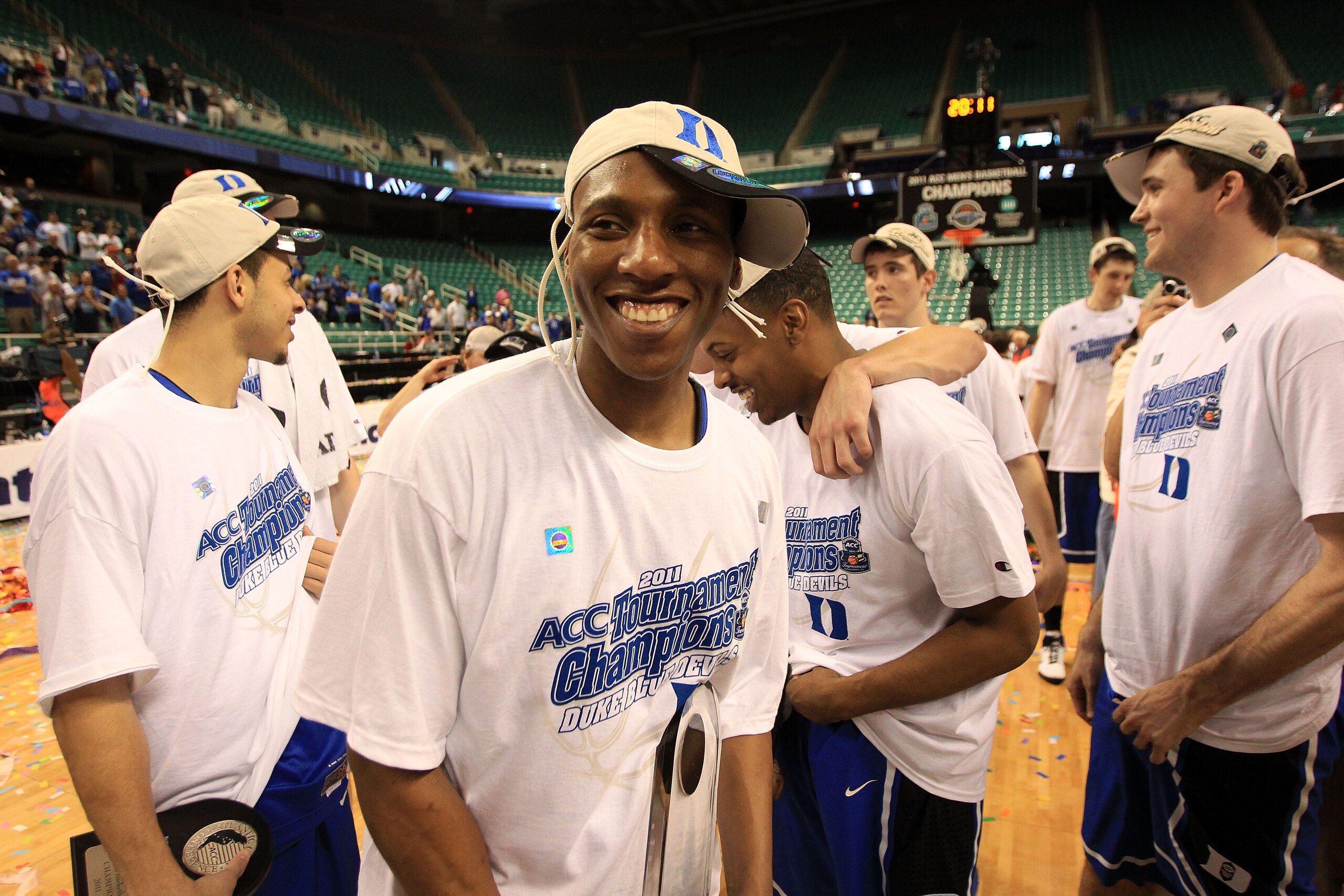 GREENSBORO, NC - MARCH 13:  Nolan Smith #2 of the Duke Blue Devils celebrates after being named MVP and defeating the North Carolina Tar Heels 75-58 in the championship game of the 2011 ACC men's basketball tournament at the Greensboro Coliseum on March 1