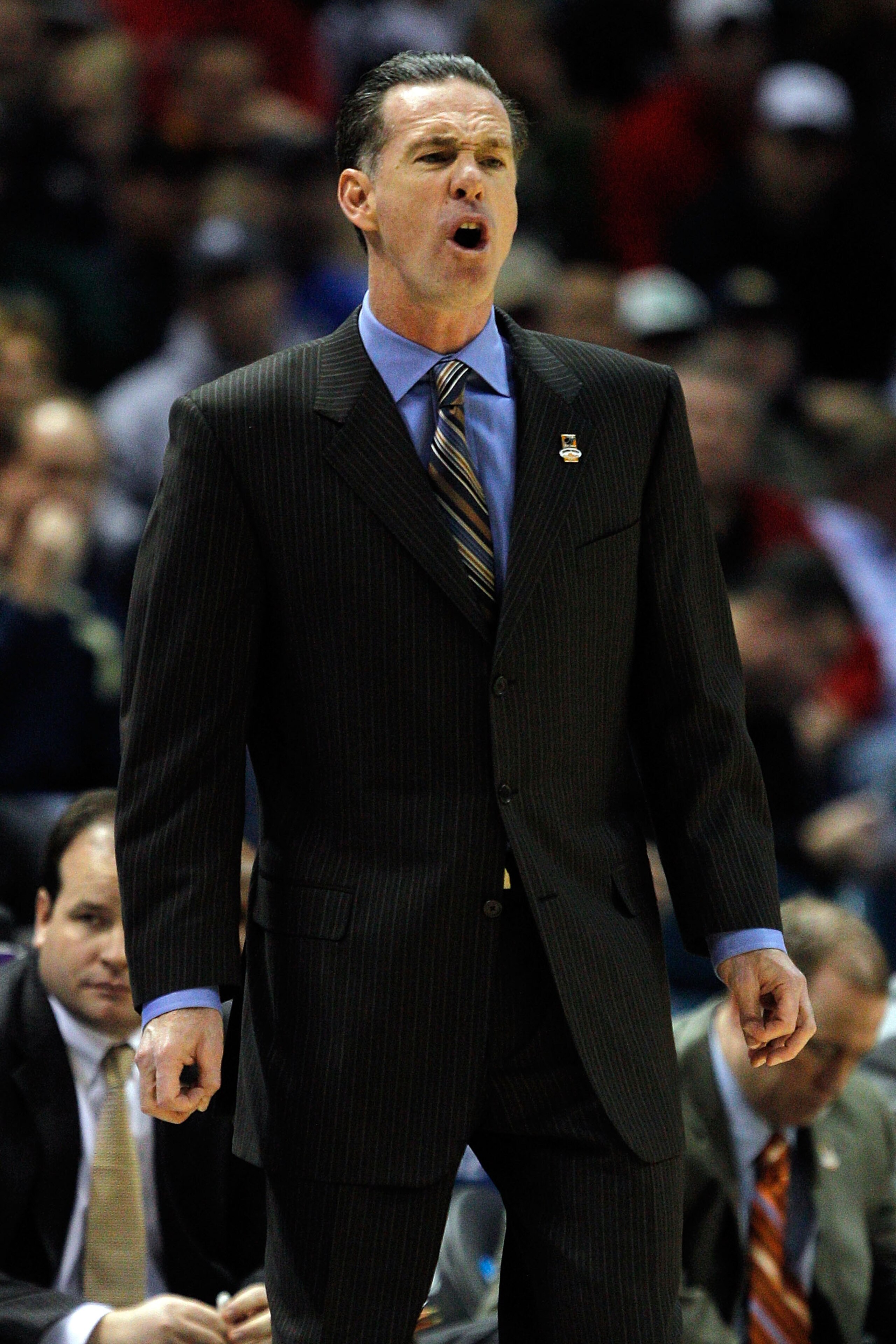 MILWAUKEE - MARCH 21:  Head coach Jamie Dixon of the Pittsburgh Panthers calls out in the first half against the Xavier Musketeers during the second round of the 2010 NCAA men's basketball tournament at the Bradley Center on March 21, 2010 in Milwaukee, W