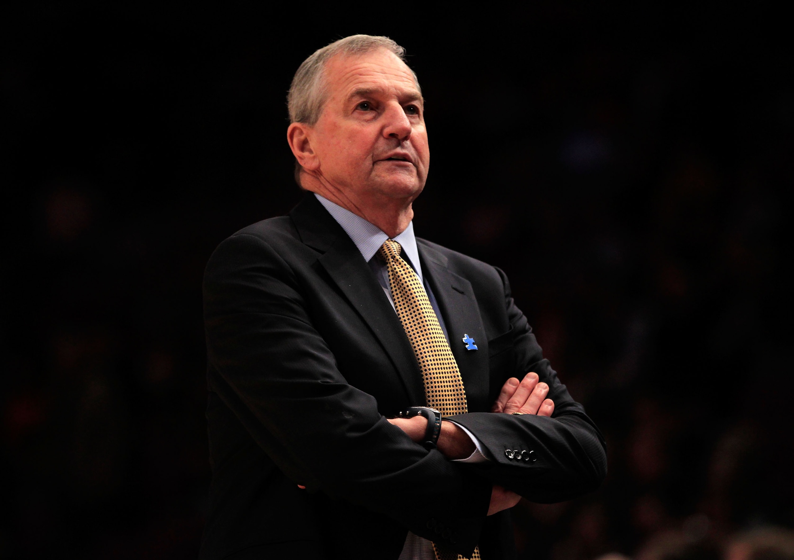 NEW YORK, NY - MARCH 11: Head coach Jim Calhoun of the Connecticut Huskies looks on during the first half against the Syracuse Orange during the semifinals of the 2011 Big East Men's Basketball Tournament presented by American Eagle Outfitters at Madison