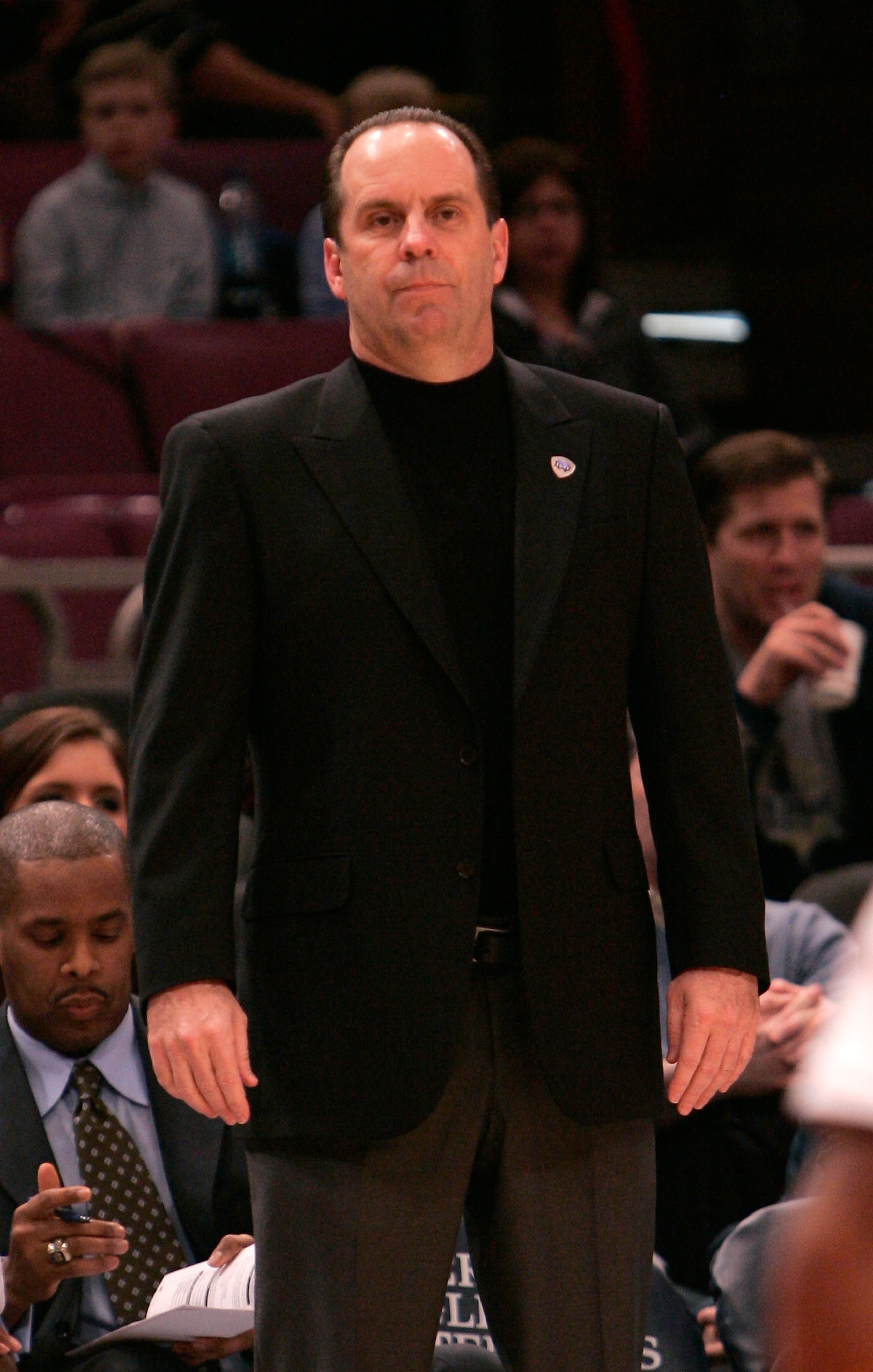 NEW YORK, NY - MARCH 10: Head coach Mike Brey of the Notre Dame Fighting Irish looks on from the bench during the game against the Cincinnati Bearcats during the quarterfinals of the 2011 Big East Men's Basketball Tournament presented by American Eagle Ou