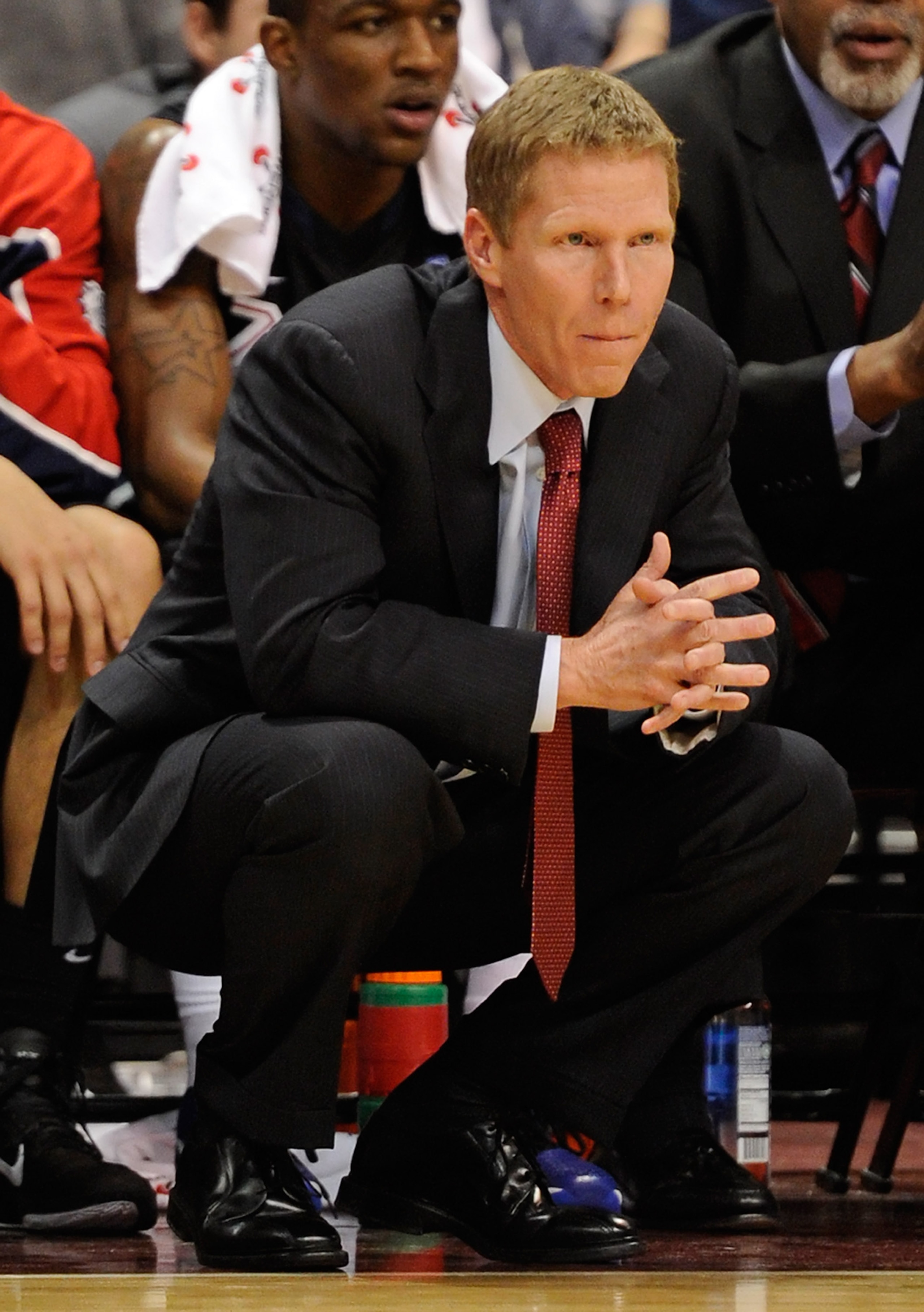LAS VEGAS, NV - MARCH 07:  Gonzaga Bulldogs head coach Mark Few watches his team take on the Saint Mary's Gaels during the championship game of the Zappos.com West Coast Conference Basketball tournament at the Orleans Arena March 7, 2011 in Las Vegas, Nev