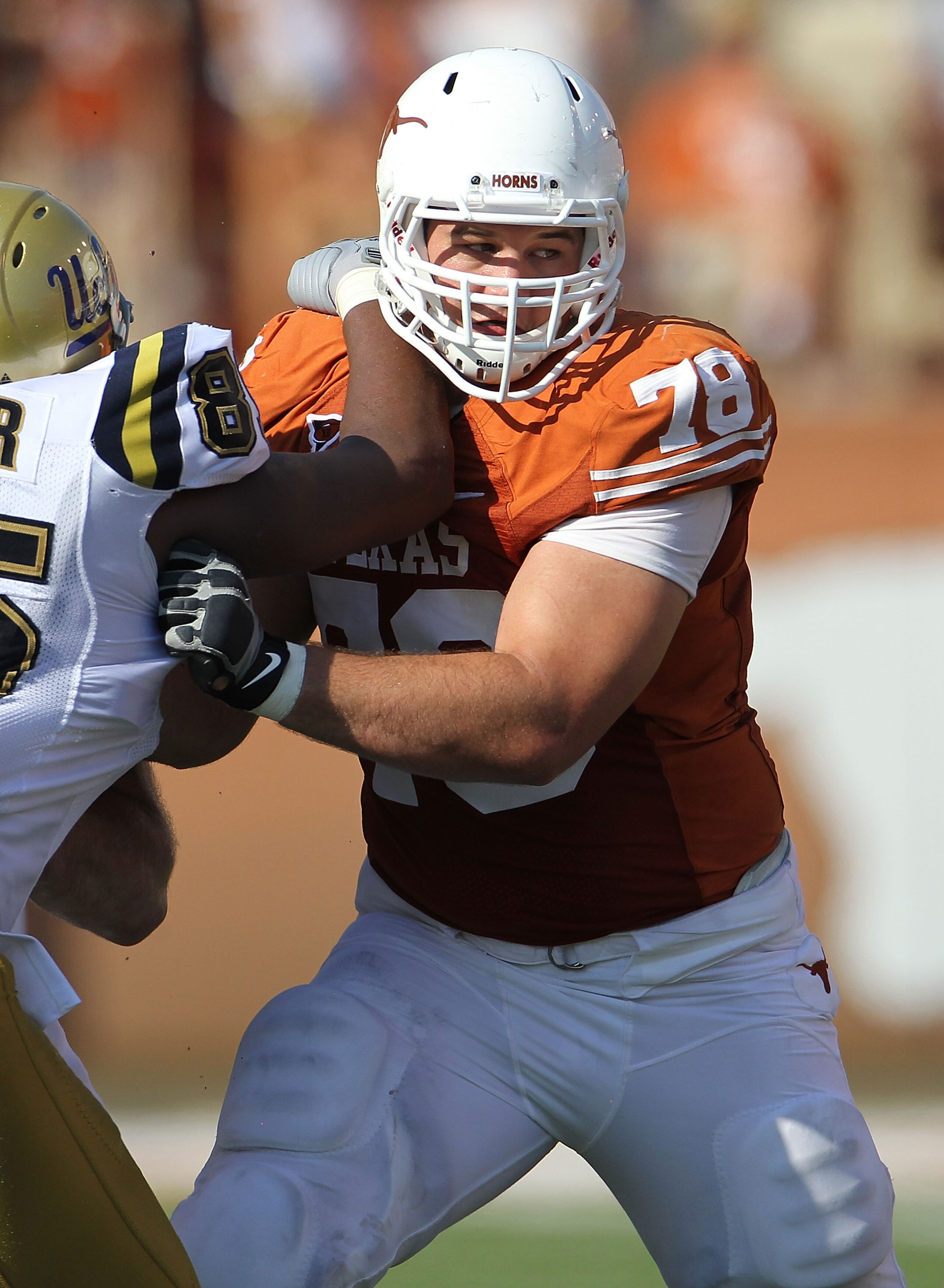 AUSTIN, TX - SEPTEMBER 25: Center David Snow #78 of the Texas Longhorns at Darrell K Royal-Texas Memorial Stadium on September 25, 2010 in Austin, Texas. (Photo by Ronald Martinez/Getty Images) AUSTIN, TX - SEPTEMBER 25: Center David Snow #78 of the Texas Longhorns at Darrell K Royal-Texas Memorial Stadium on September 25, 2010 in Austin, Texas. (Photo by Ronald Martinez/Getty Images)