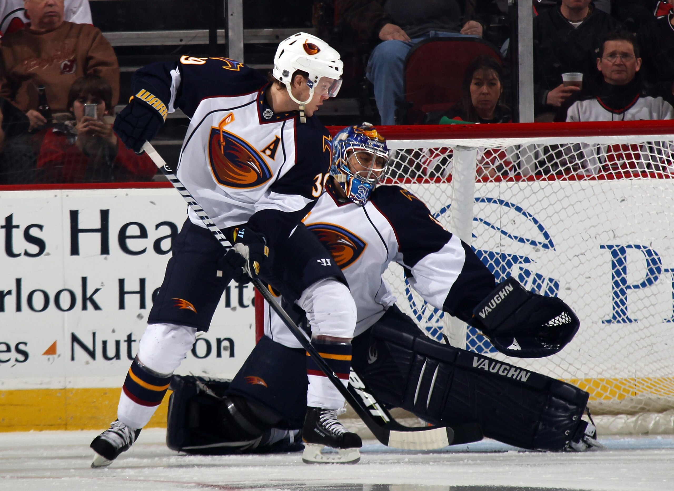NEWARK, NJ - MARCH 15:  Ondrej Pavelec #31 of the Atlanta Thrashers skates against the New Jersey Devils at the Prudential Center on March 15, 2011 in Newark, New Jersey. The Devils defeated the Thrashers 4-2.  (Photo by Bruce Bennett/Getty Images)