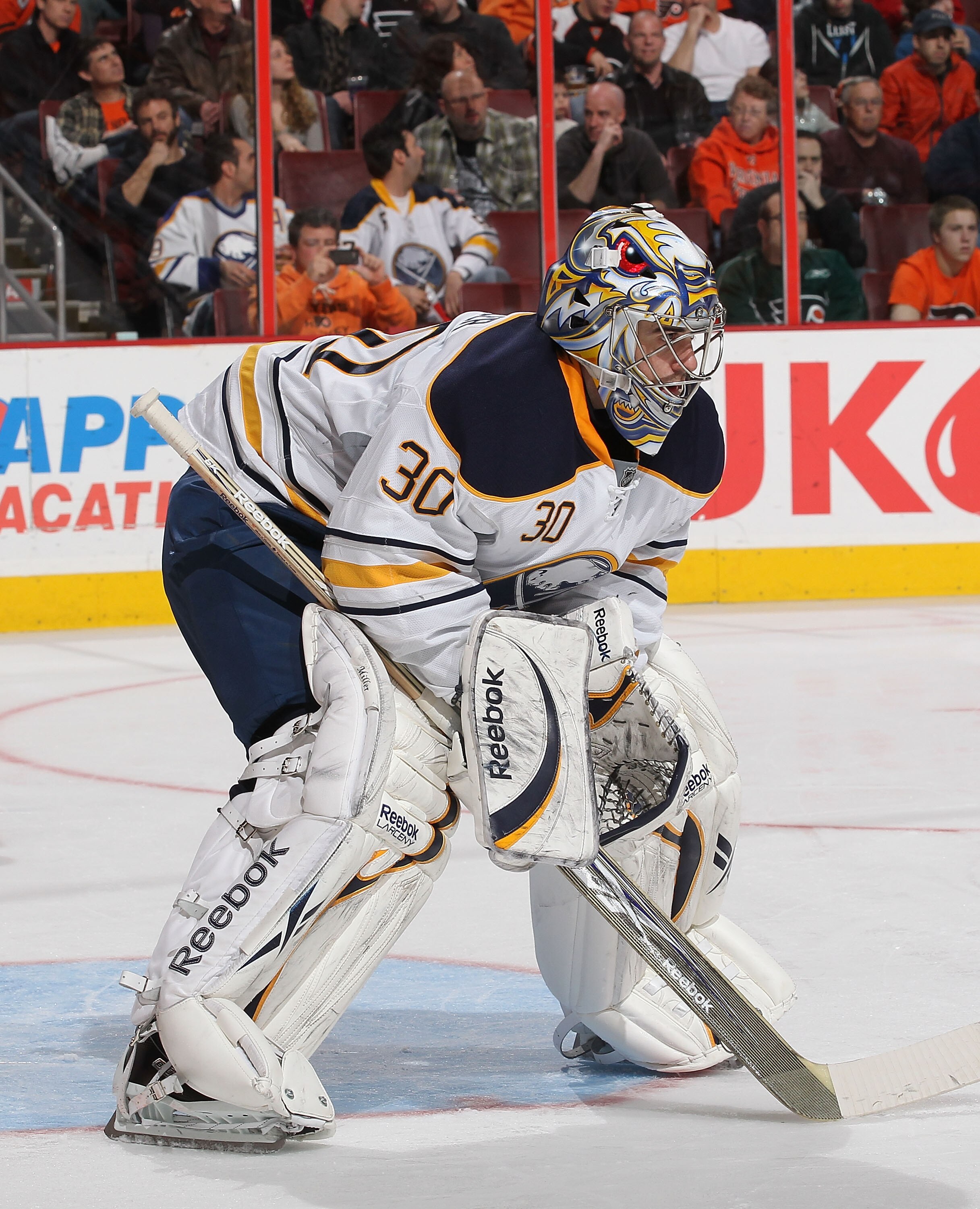 PHILADELPHIA - MARCH 05:  Ryan Miller #30 of the Buffalo Sabres in action against the Philadelphia Flyers during their game on March 5, 2011 at The Wells Fargo Center in Philadelphia, Pennsylvania.  (Photo by Al Bello/Getty Images)