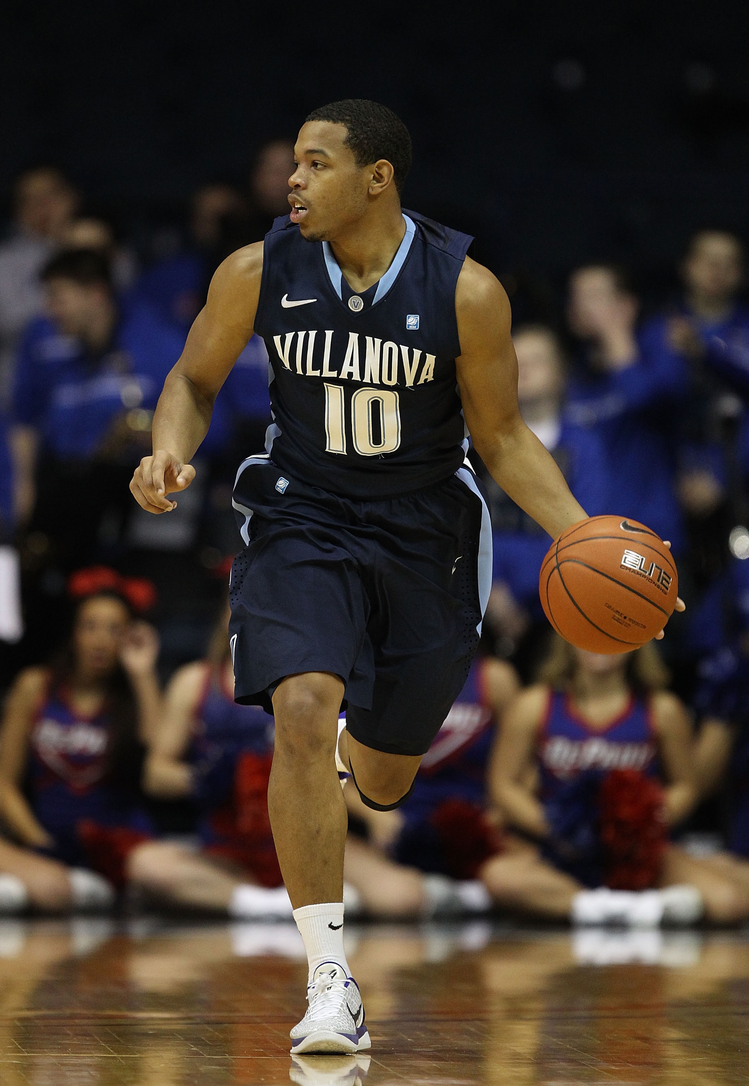ROSEMONT, IL - FEBRUARY 19: Corey Fisher #10 of the Villanova Wildcats brings the ball up the court against the DePaul Blue Demons at the Allstate Arena on February 19, 2011 in Rosemont, Illinois. Villanova defeated DePaul 77-75 in overtime. (Photo by Jon ROSEMONT, IL - FEBRUARY 19: Corey Fisher #10 of the Villanova Wildcats brings the ball up the court against the DePaul Blue Demons at the Allstate Arena on February 19, 2011 in Rosemont, Illinois. Villanova defeated DePaul 77-75 in overtime. (Photo by Jon