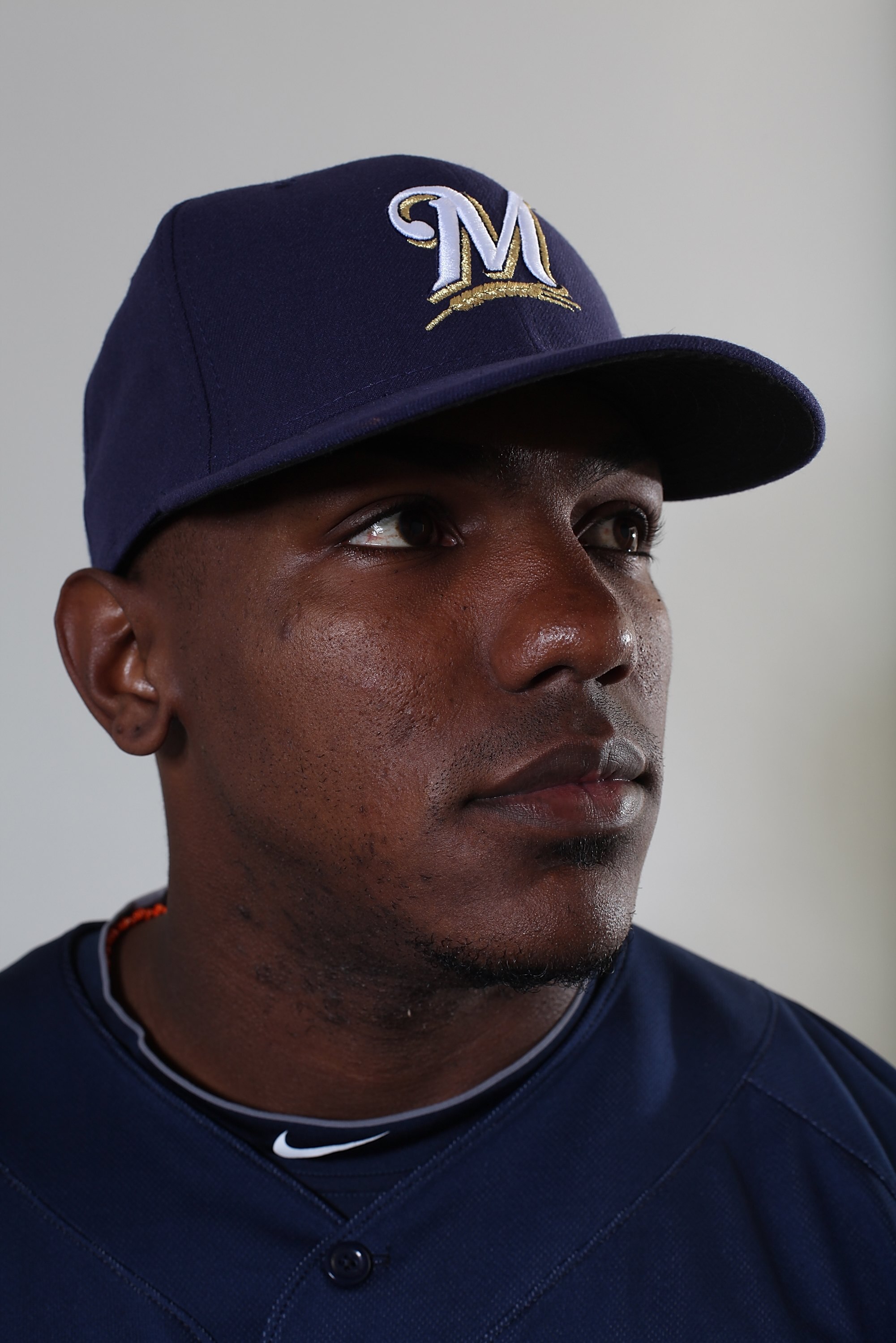 MARYVALE, AZ - MARCH 01:  Angel Salome #13 poses for a portrait during the Milwaukee Brewers Photo Day at the Maryvale  Baseball Park on March 1, 2010 in Maryvale, Arizona.  (Photo by Jonathan Ferrey/Getty Images)