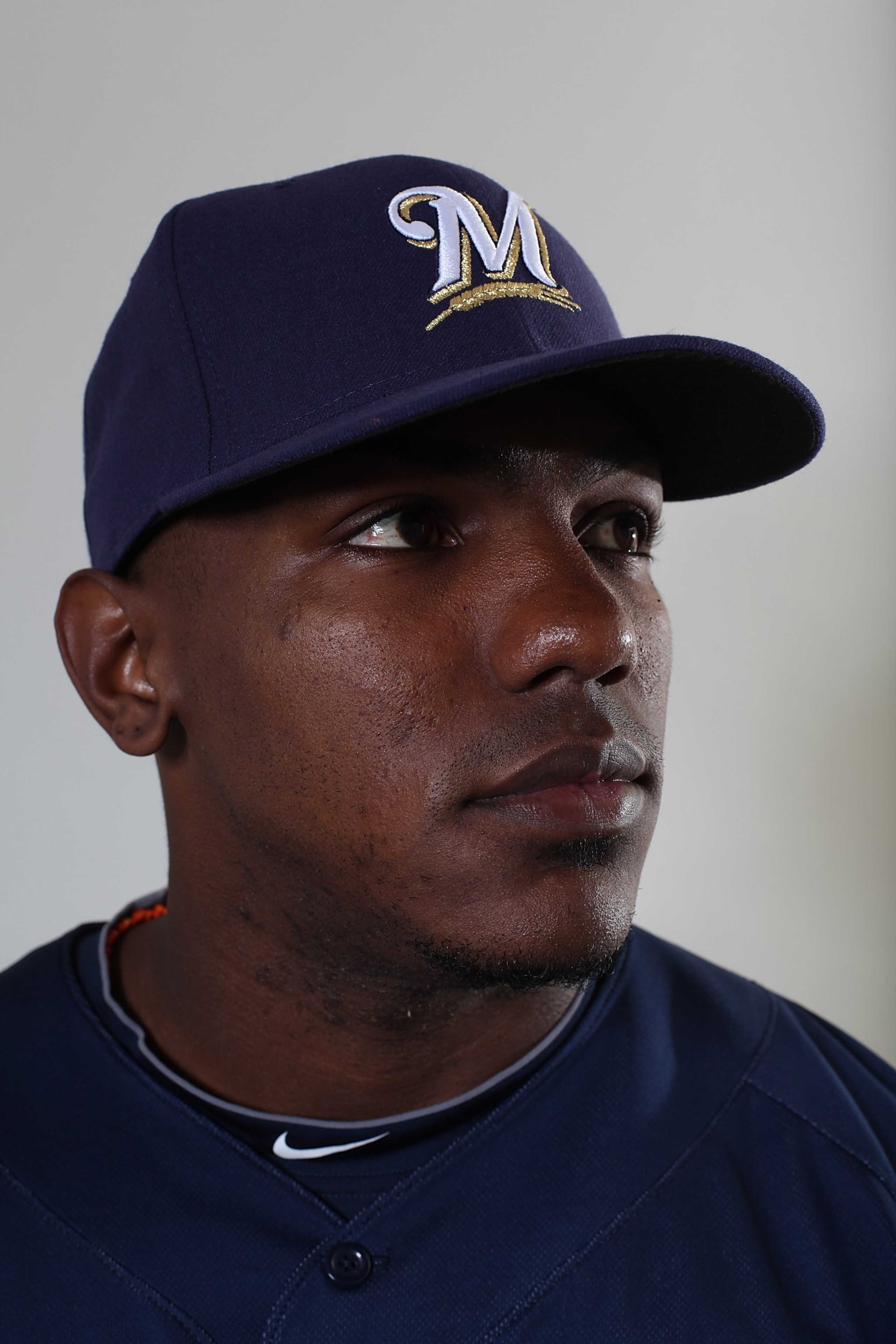MARYVALE, AZ - MARCH 01:  Angel Salome #13 poses for a portrait during the Milwaukee Brewers Photo Day at the Maryvale  Baseball Park on March 1, 2010 in Maryvale, Arizona.  (Photo by Jonathan Ferrey/Getty Images)