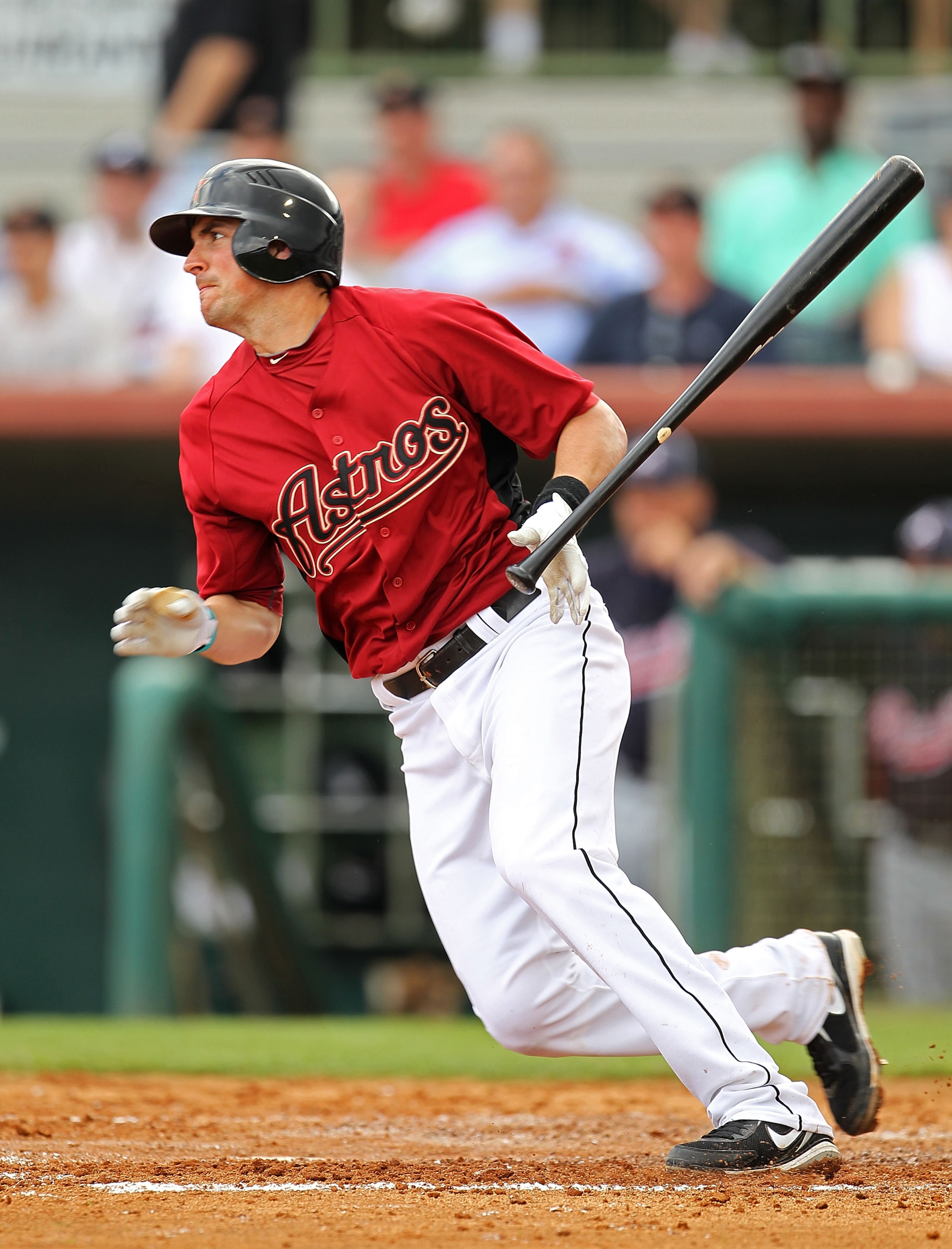 KISSIMMEE, FL - MARCH 01:  Hunter Pence #9 of the Houston Astros bats during a Spring Training game against the Atlanta Braves at Osceola County Stadium on March 1, 2011 in Kissimmee, Florida.  (Photo by Mike Ehrmann/Getty Images)