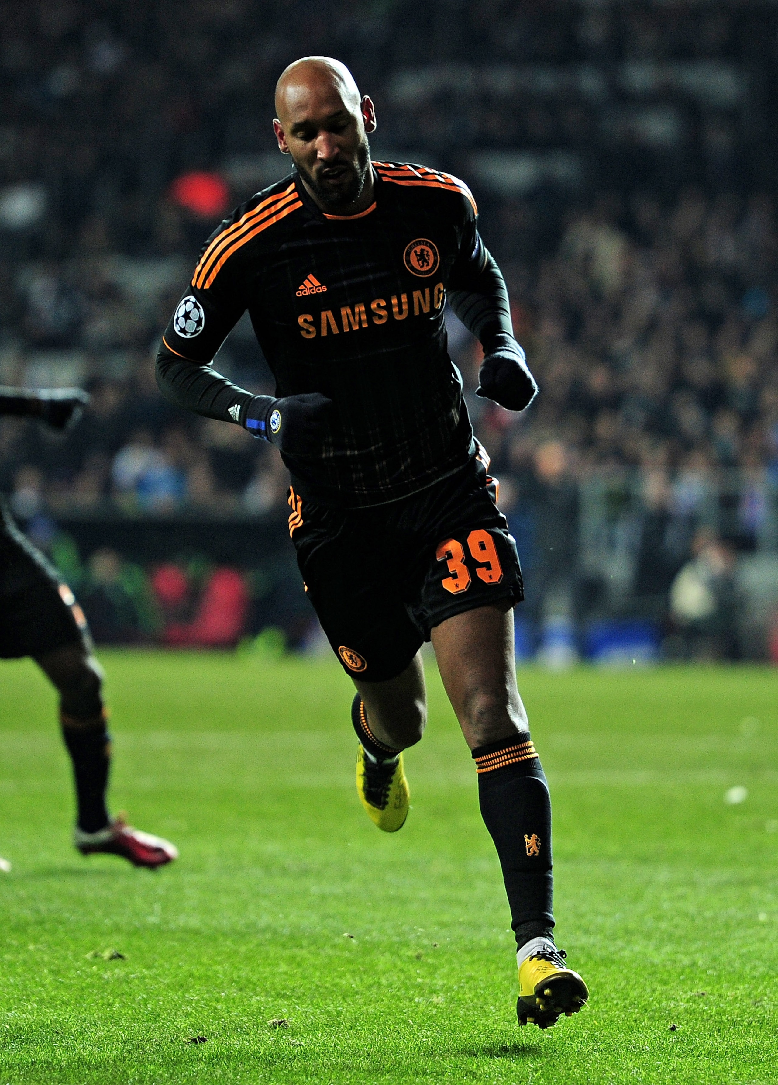 COPENHAGEN, DENMARK - FEBRUARY 22: Nicolas Anelka of Chelsea runs away to celebrate after scoring the opening goal during the UEFA Champions League round of 16 first leg match between FC Copenhagen and Chelsea at Parken Stadium on February 22, 2011 in C COPENHAGEN, DENMARK - FEBRUARY 22: Nicolas Anelka of Chelsea runs away to celebrate after scoring the opening goal during the UEFA Champions League round of 16 first leg match between FC Copenhagen and Chelsea at Parken Stadium on February 22, 2011 in C
