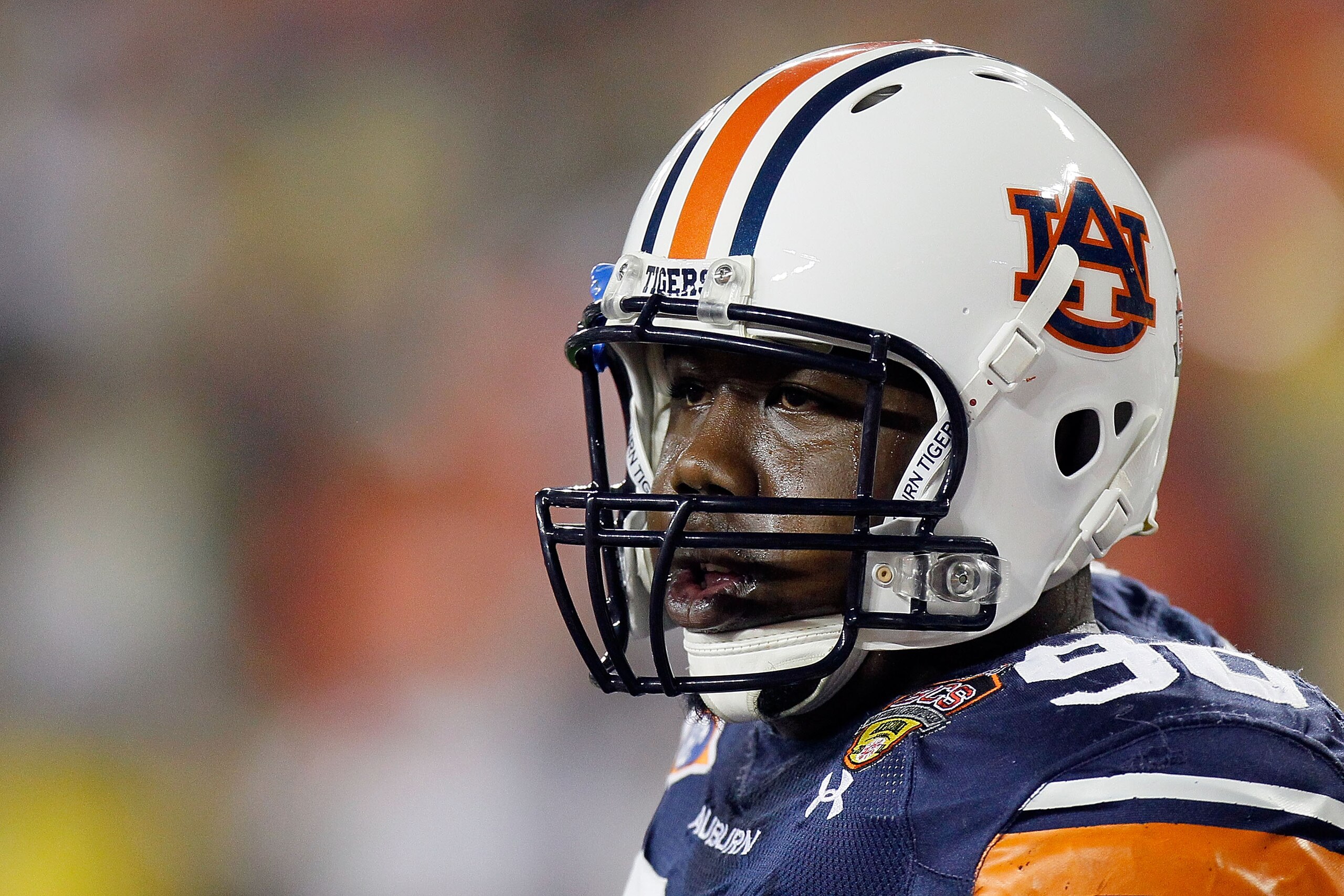 GLENDALE, AZ - JANUARY 10:  Nick Fairley #90 of the Auburn Tigers warms up before taking on the Oregon Ducks during the Tostitos BCS National Championship Game at University of Phoenix Stadium on January 10, 2011 in Glendale, Arizona.  (Photo by Kevin C.