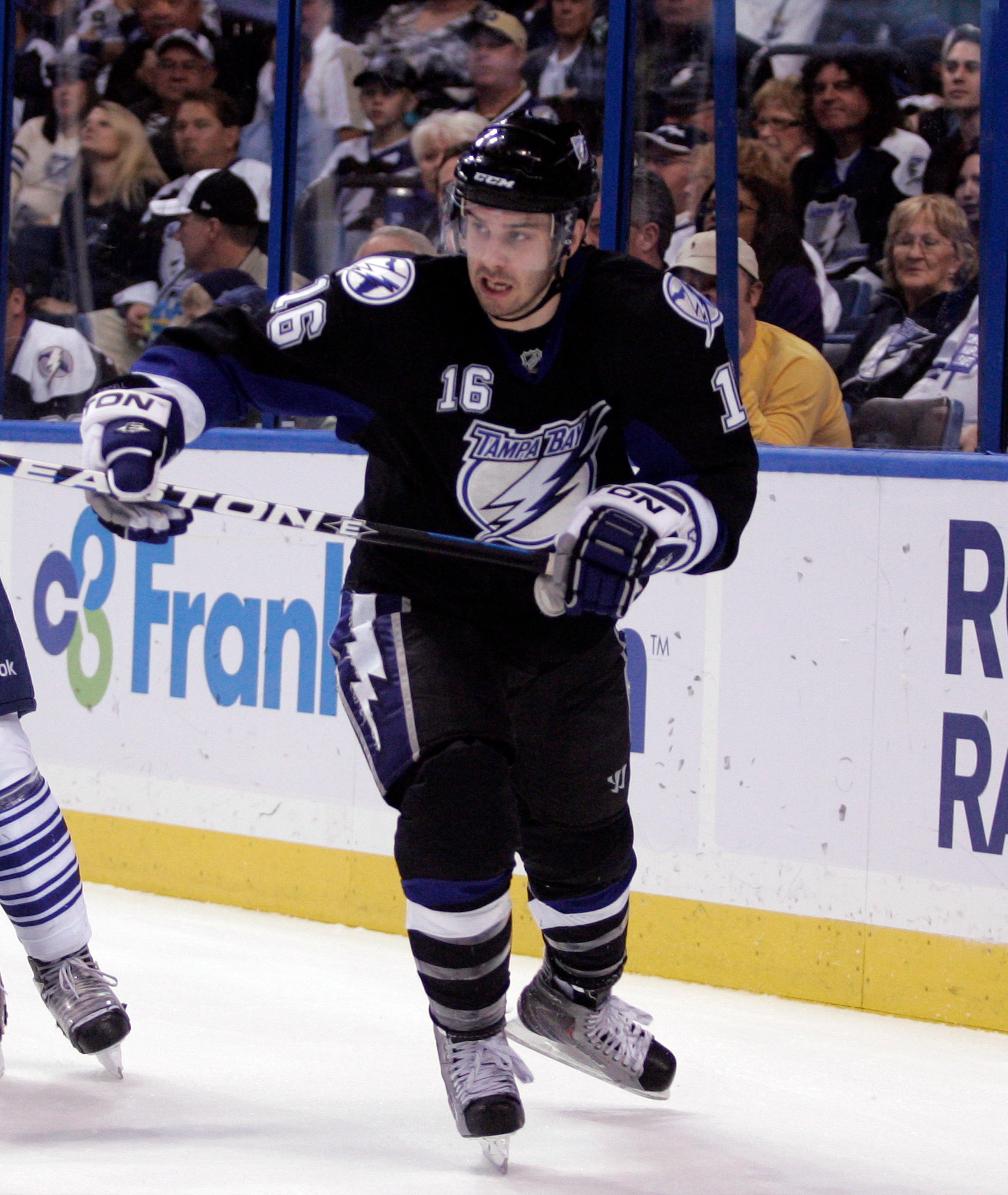 TAMPA, FL - JANUARY 25: Teddy Purcell #16 of the Tampa Bay Lightning skates against the Toronto Maple Leafs at St. Pete Times Forum on January 25, 2011 in Tampa, Florida. The Lightning defeated the Leafs 2-0. (Photo by Justin K. Aller/Getty Images)