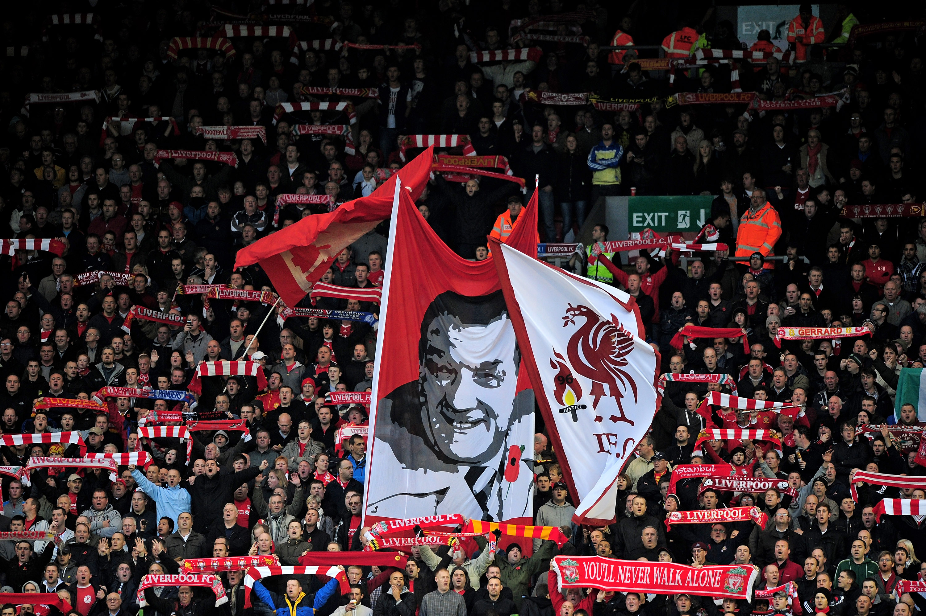 LIVERPOOL, ENGLAND - NOVEMBER 07:  General View of the Kop prior to the Barclays Premier League match between Liverpool and Chelsea at Anfield on November 7, 2010 in Liverpool, England. (Photo by Shaun Botterill/Getty Images)