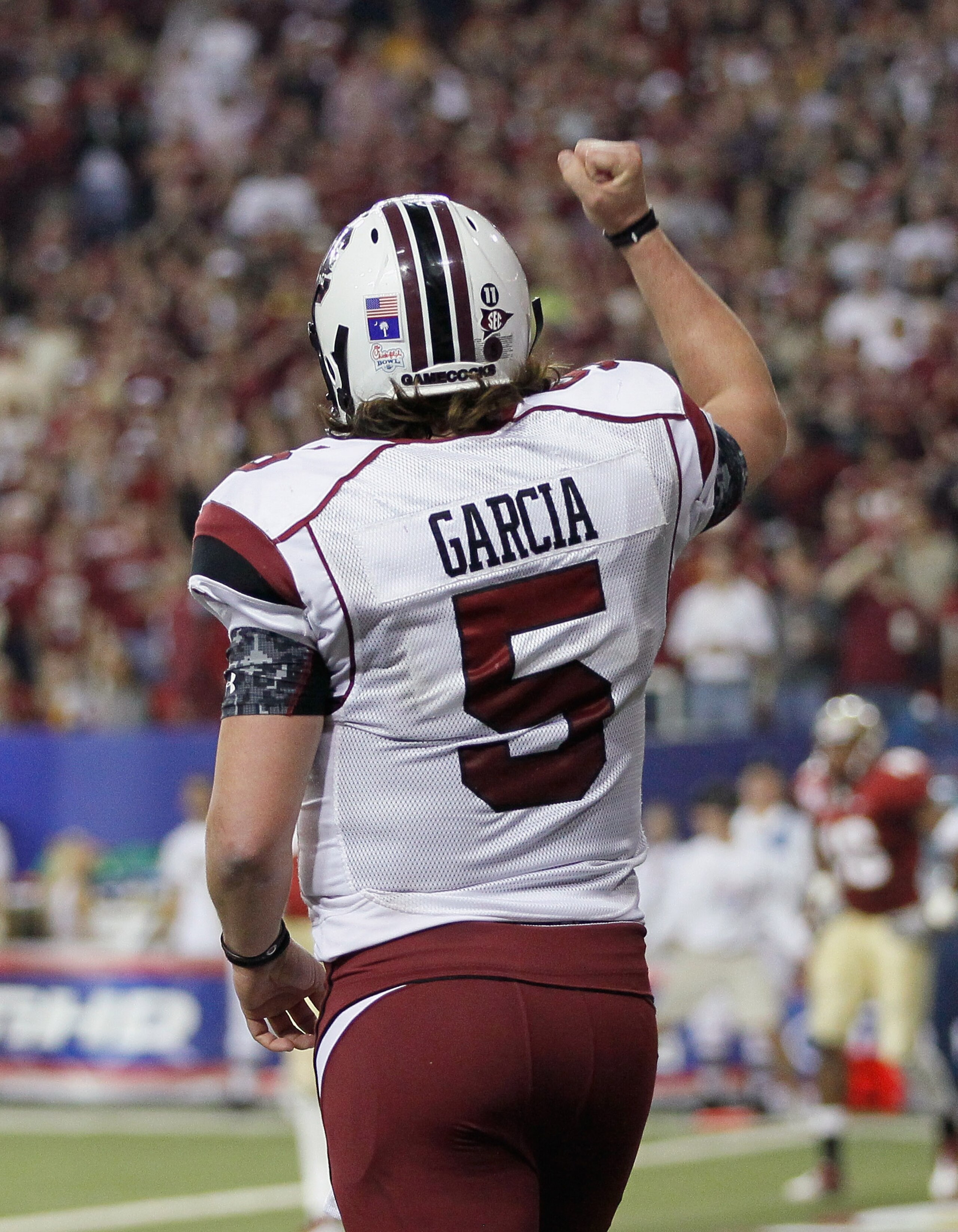 ATLANTA, GA - DECEMBER 31:  Stephen Garcia #5 of the South Carolina Gamecocks against the Florida State Seminoles during the 2010 Chick-fil-A Bowl at Georgia Dome on December 31, 2010 in Atlanta, Georgia.  (Photo by Kevin C. Cox/Getty Images)