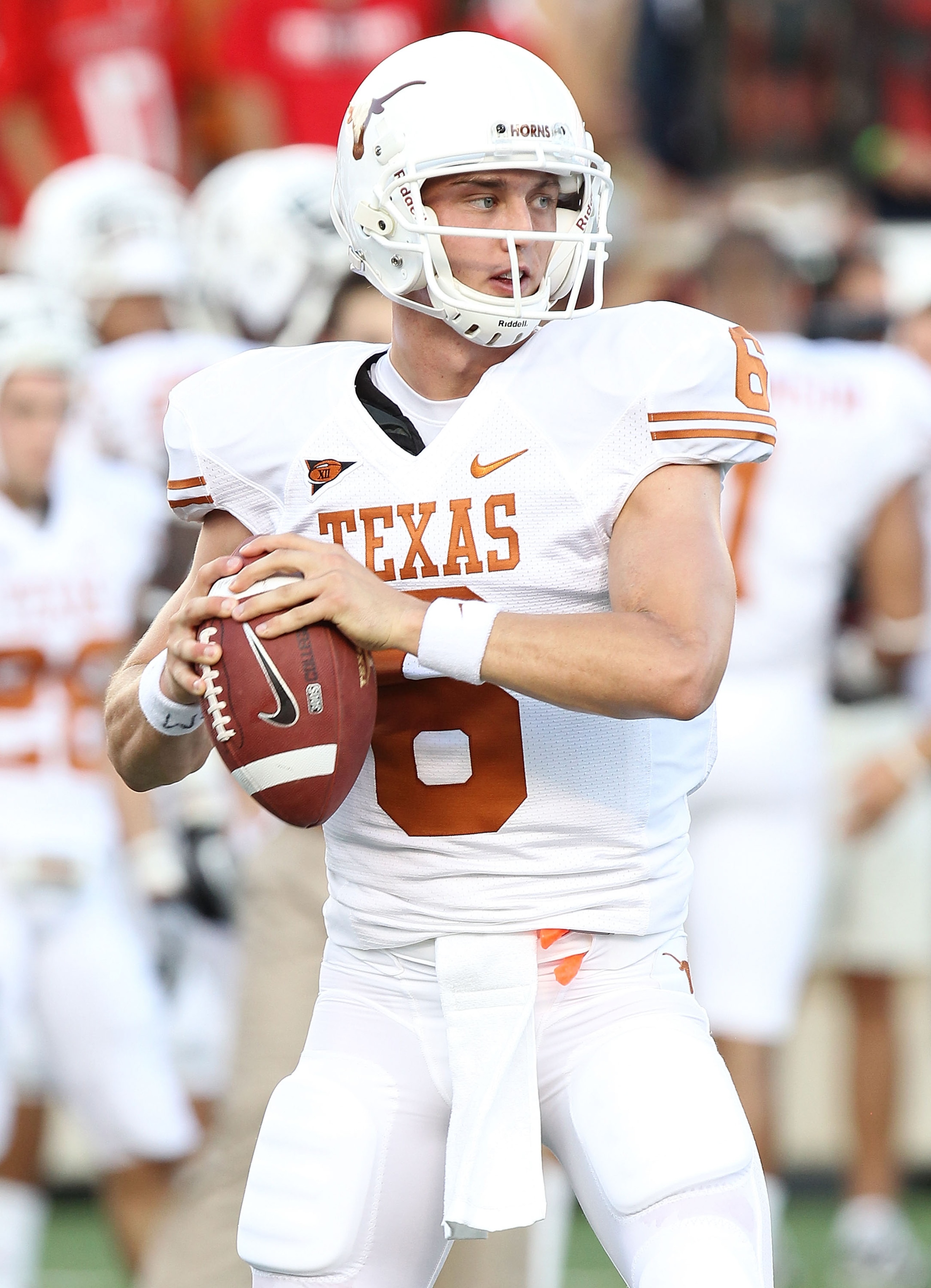 LUBBOCK, TX - SEPTEMBER 18: Quarterback Case McCoy #6 of the Texas Longhorns at Jones AT&T Stadium on September 18, 2010 in Lubbock, Texas. (Photo by Ronald Martinez/Getty Images) LUBBOCK, TX - SEPTEMBER 18: Quarterback Case McCoy #6 of the Texas Longhorns at Jones AT&T Stadium on September 18, 2010 in Lubbock, Texas. (Photo by Ronald Martinez/Getty Images)