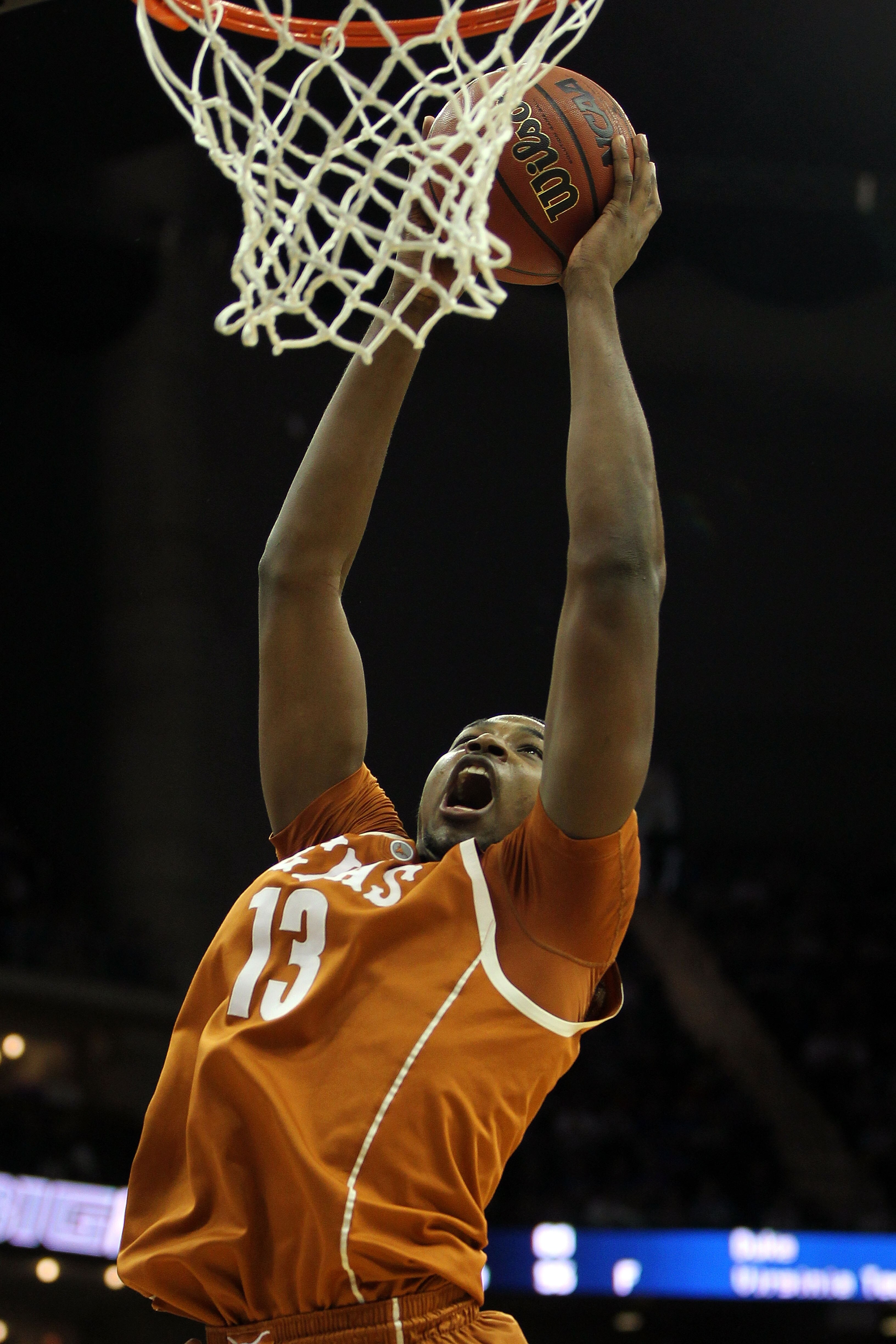 KANSAS CITY, MO - MARCH 12:  Tristan Thompson #13 of the Texas Longhorns goes up for a shot against the Kansas Jayhawks in the first half of the 2011 Phillips 66 Big 12 Men's Basketball Tournament championship game at Sprint Center on March 12, 2011 in Ka