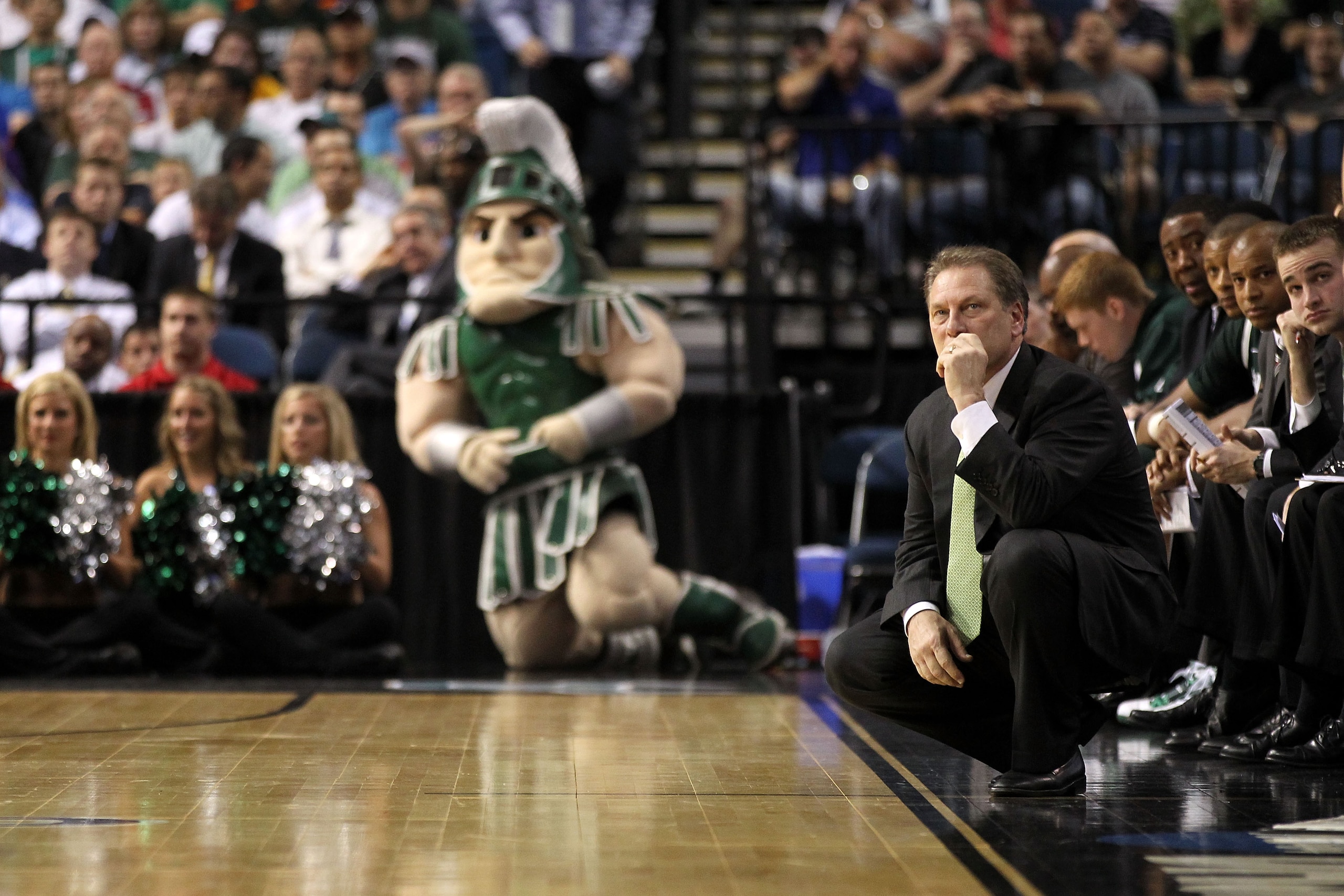 TAMPA, FL - MARCH 17:  Head coach Tom Izzo of the Michigan State Spartans looks on from the sideline against the UCLA Bruins during the second round of the 2011 NCAA men's basketball tournament at St. Pete Times Forum on March 17, 2011 in Tampa, Florida.
