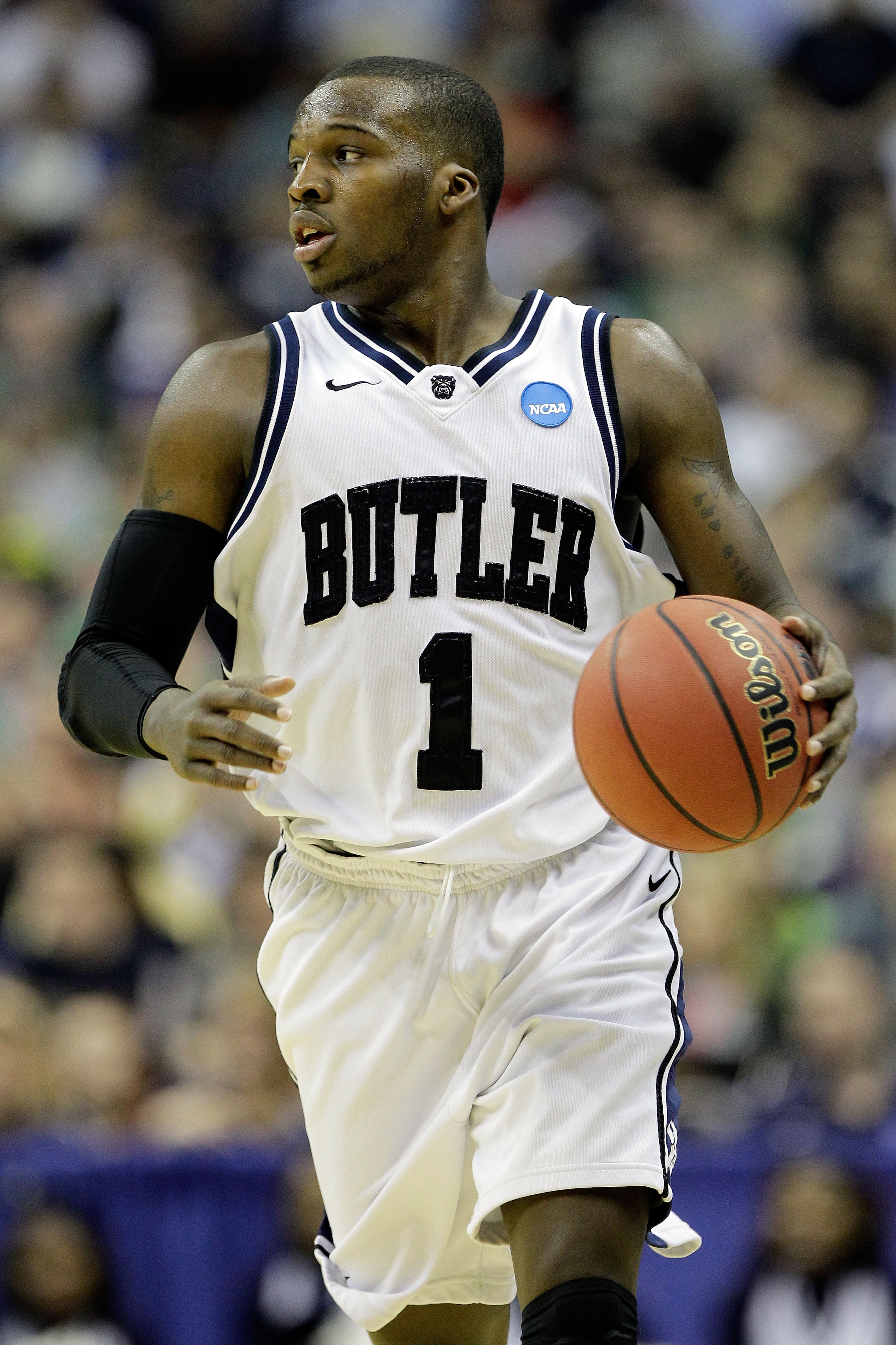 WASHINGTON - MARCH 17:  Shelvin Mack #1 of the Butler Bulldogs brings the ball down the court against the Old Dominion Monarchs during the second round of the 2011 NCAA men's basketball tournament at the Verizon Center on March 17, 2011 in Washington, DC.