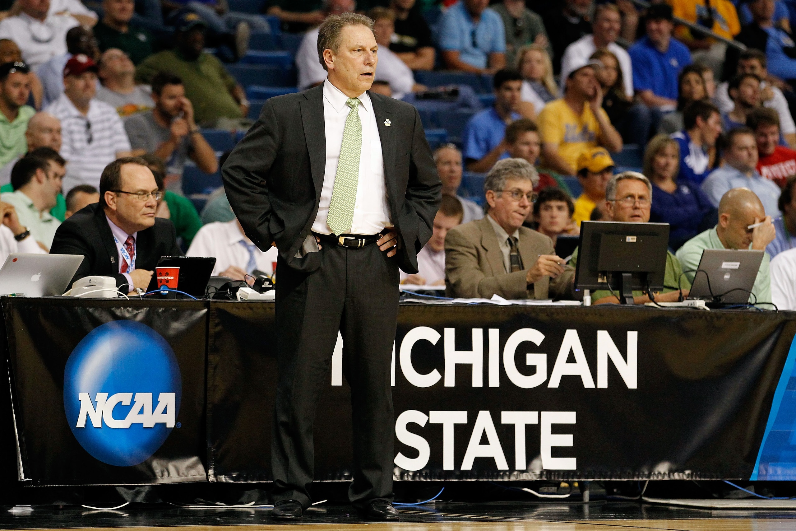 TAMPA, FL - MARCH 17:  Head coach Tom Izzo of the Michigan State Spartans looks on in the second half against the UCLA Bruins during the second round of the 2011 NCAA men's basketball tournament at St. Pete Times Forum on March 17, 2011 in Tampa, Florida.