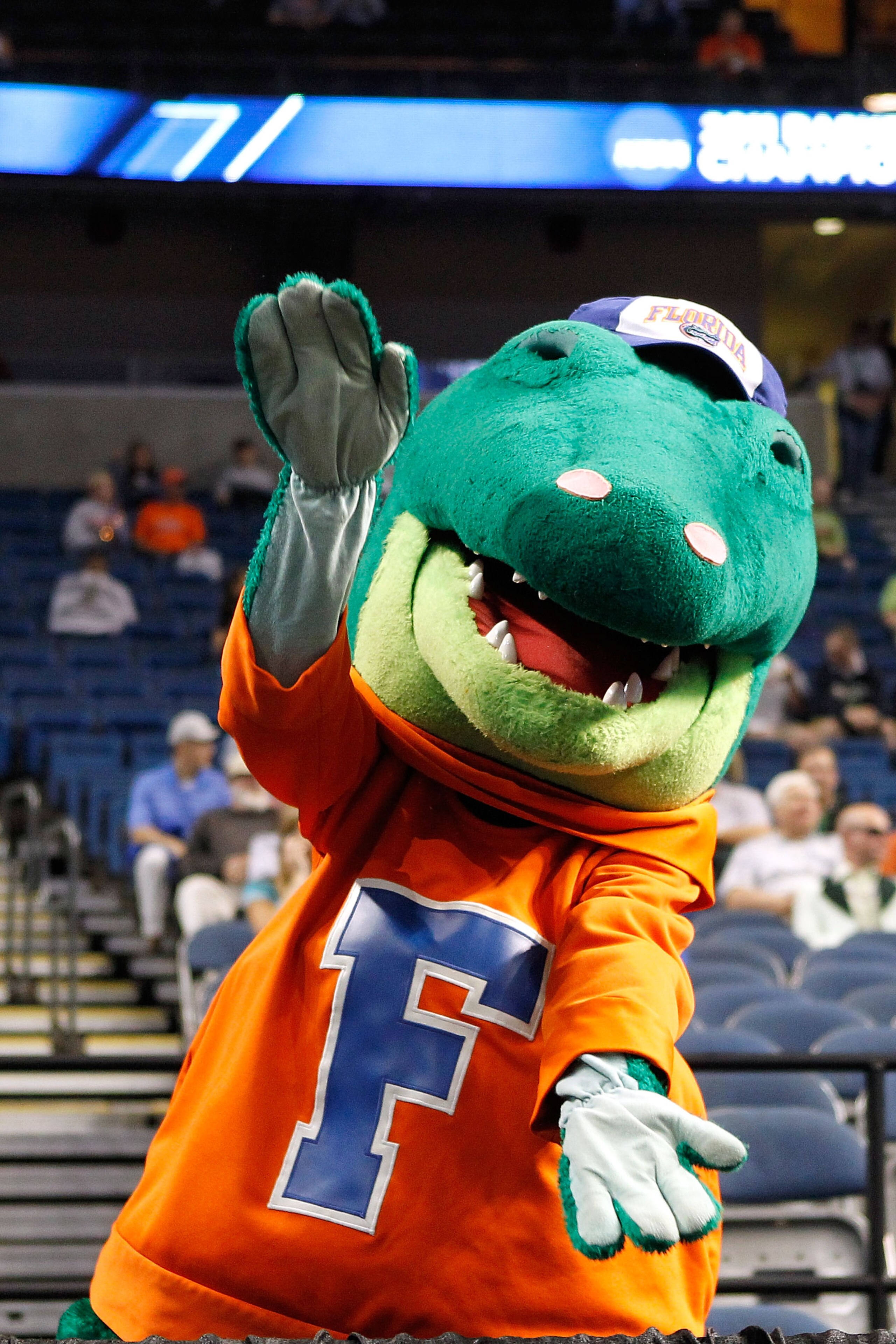 TAMPA, FL - MARCH 17:  Albert, the mascot for the Florida Gators performs against the UC Santa Barbara Gauchos during the second round of the 2011 NCAA men's basketball tournament at St. Pete Times Forum on March 17, 2011 in Tampa, Florida. Florida won 79