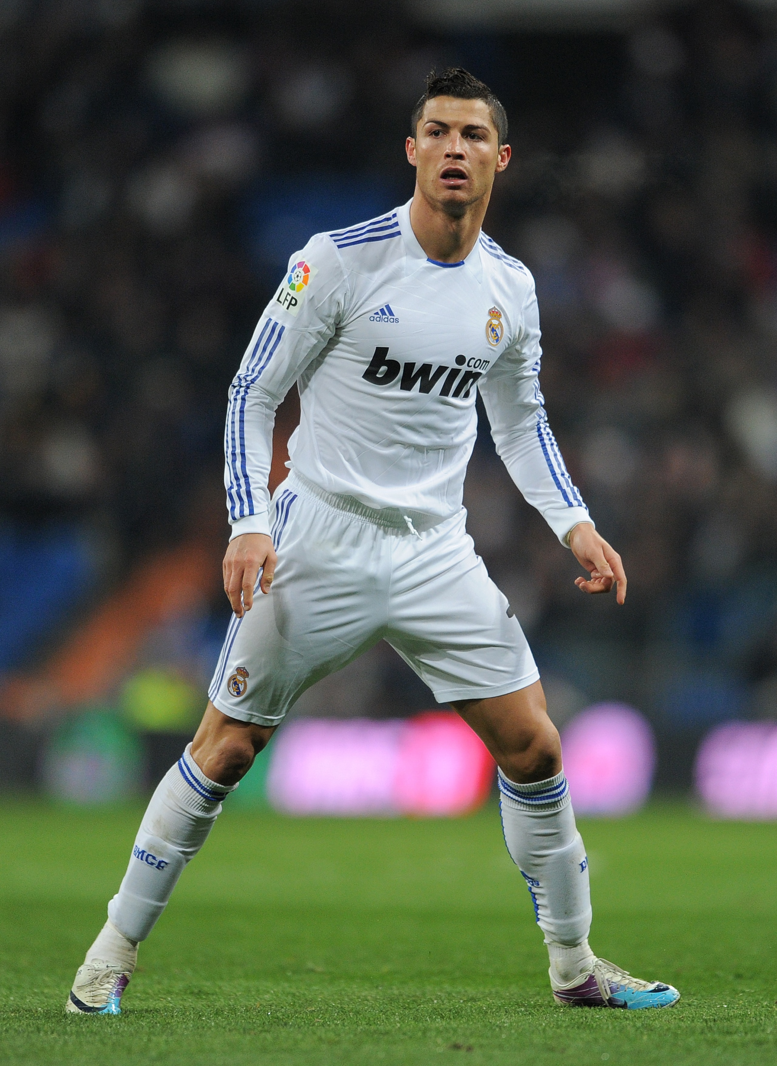 MADRID, SPAIN - MARCH 03:  Cristiano Ronaldo of Real Madrid looks on during the la Liga match between Real Madrid and Malaga at Estadio Santiago Bernabeu on March 3, 2011 in Madrid, Spain.  (Photo by Jasper Juinen/Getty Images)