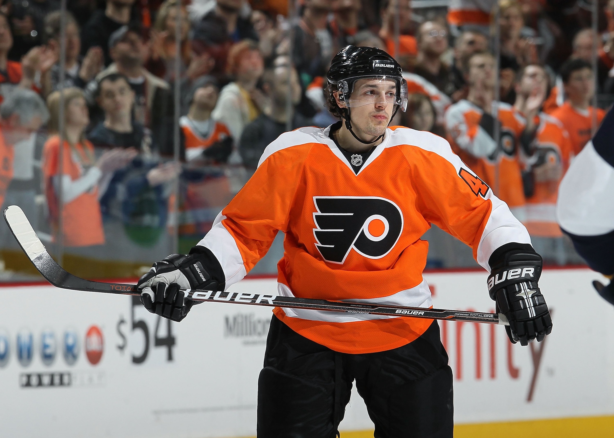 PHILADELPHIA, PA - MARCH 12: Daniel Briere #48 of the Philadelphia Flyers skates against the Atlanta Thrashers on March 12, 2011 at Wells Fargo Center in Philadelphia, Pennsylvania. (Photo by Jim McIsaac/Getty Images) PHILADELPHIA, PA - MARCH 12: Daniel Briere #48 of the Philadelphia Flyers skates against the Atlanta Thrashers on March 12, 2011 at Wells Fargo Center in Philadelphia, Pennsylvania. (Photo by Jim McIsaac/Getty Images)