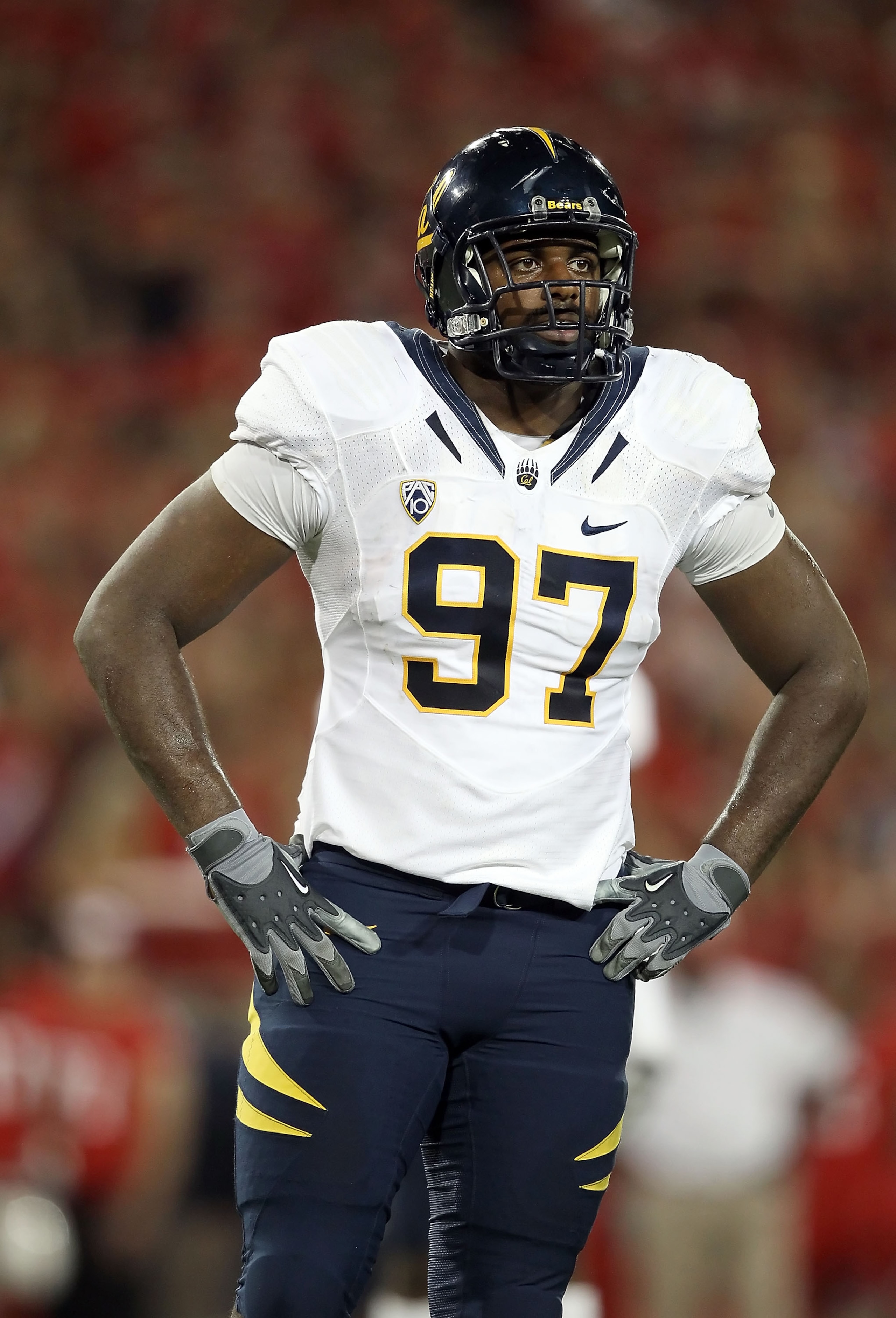 TUCSON, AZ - SEPTEMBER 25: Defensive tackle Cameron Jordan #97 of the California Golden Bears during the college football game against the Arizona Wildcats at Arizona Stadium on September 25, 2010 in Tucson, Arizona. The Wildcats defeated the Golden Bear TUCSON, AZ - SEPTEMBER 25: Defensive tackle Cameron Jordan #97 of the California Golden Bears during the college football game against the Arizona Wildcats at Arizona Stadium on September 25, 2010 in Tucson, Arizona. The Wildcats defeated the Golden Bear