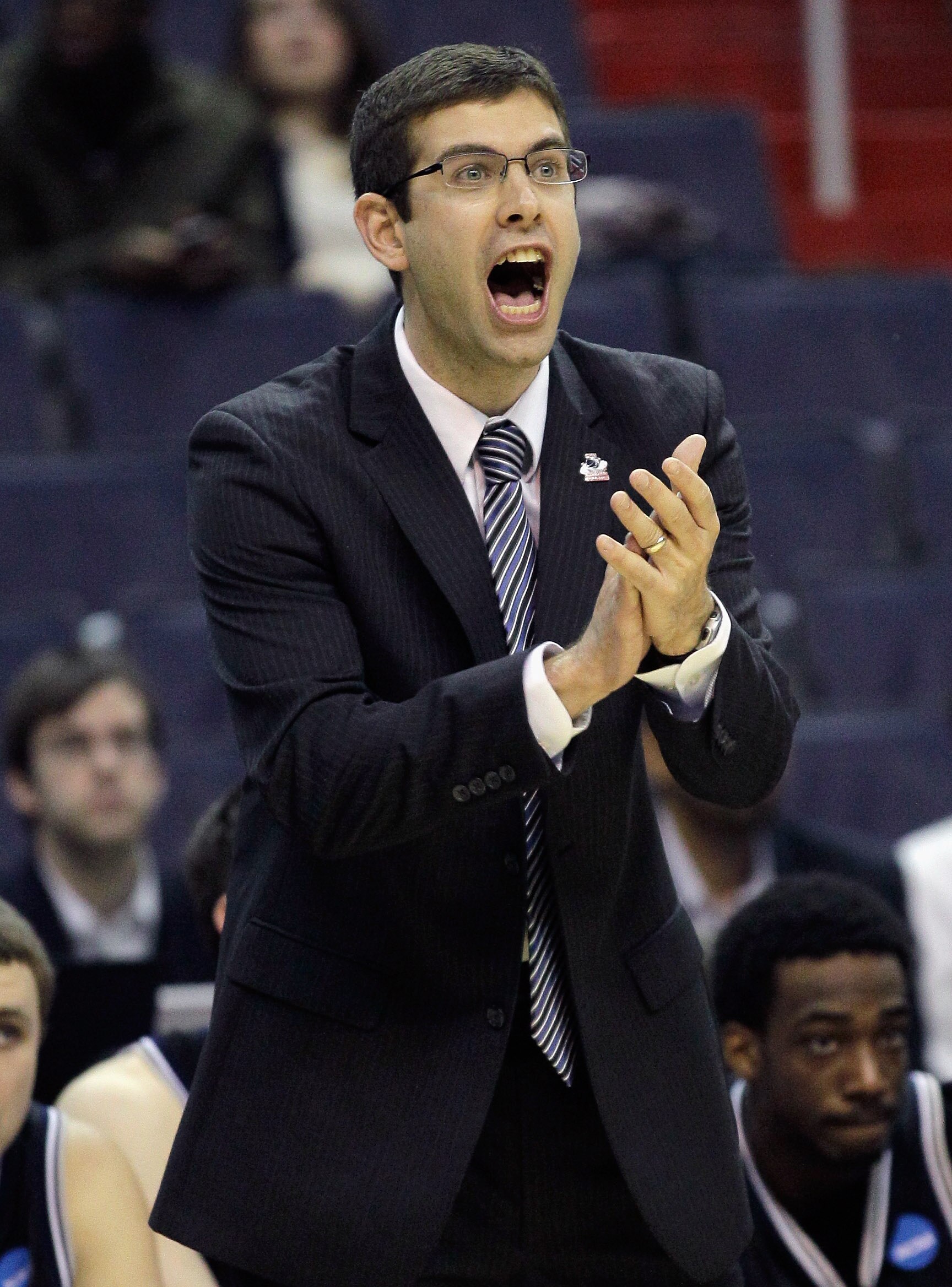 WASHINGTON - MARCH 19:  Butler Bulldogs head coach Brad Stevens instructs his players from the bench during the third round of the 2011 NCAA men's basketball tournament at Verizon Center on March 19, 2011 in Washington, DC.  (Photo by Rob Carr/Getty Image