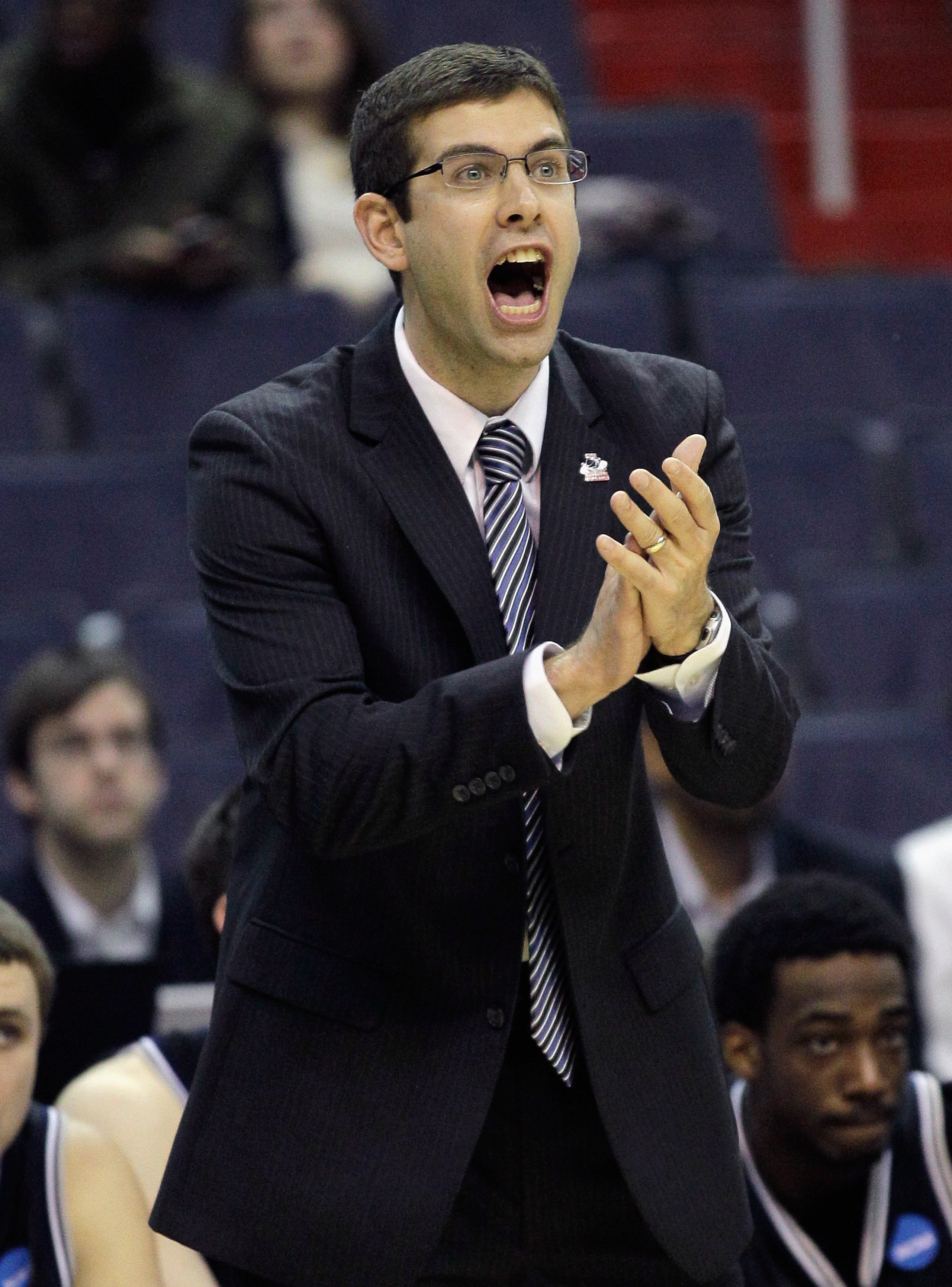 WASHINGTON - MARCH 19:  Butler Bulldogs head coach Brad Stevens instructs his players from the bench during the third round of the 2011 NCAA men's basketball tournament at Verizon Center on March 19, 2011 in Washington, DC.  (Photo by Rob Carr/Getty Image