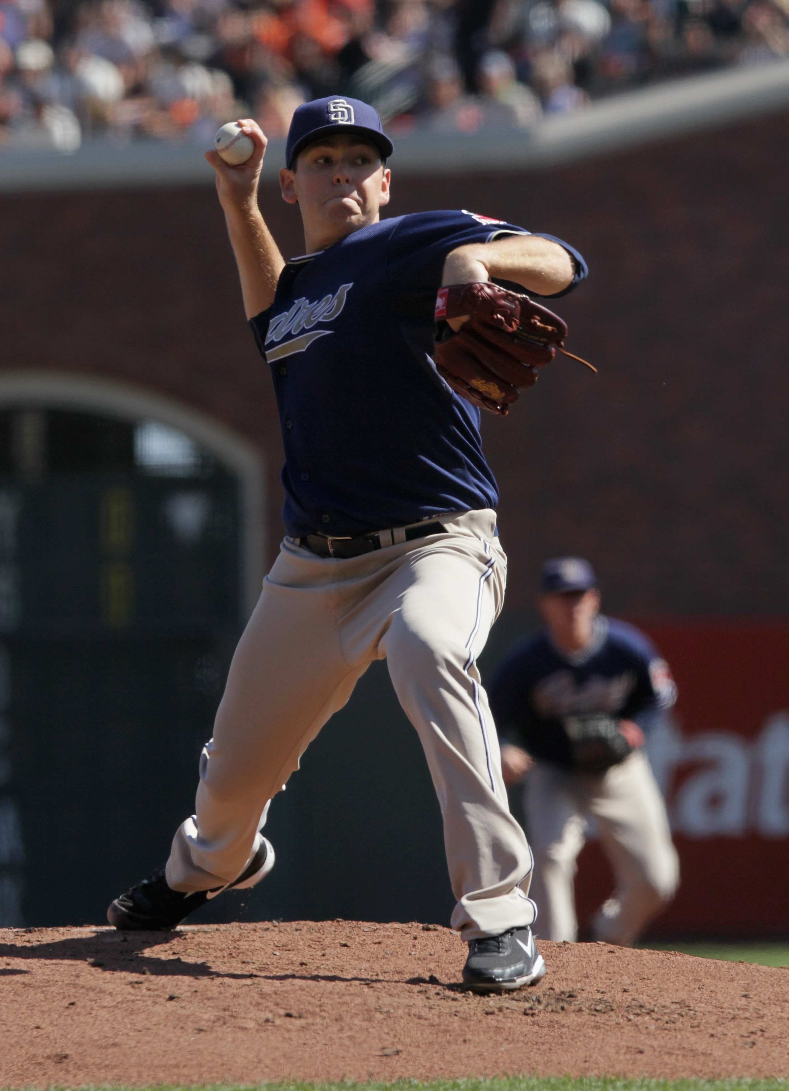 SAN FRANCISCO - OCTOBER 02:  Tim Stauffer #46 of the San Diego Padres pitches during the third inning against the San Francisco Giants at AT&T Park on October 2, 2010 in San Francisco, California.  (Photo by Justin Sullivan/Getty Images)