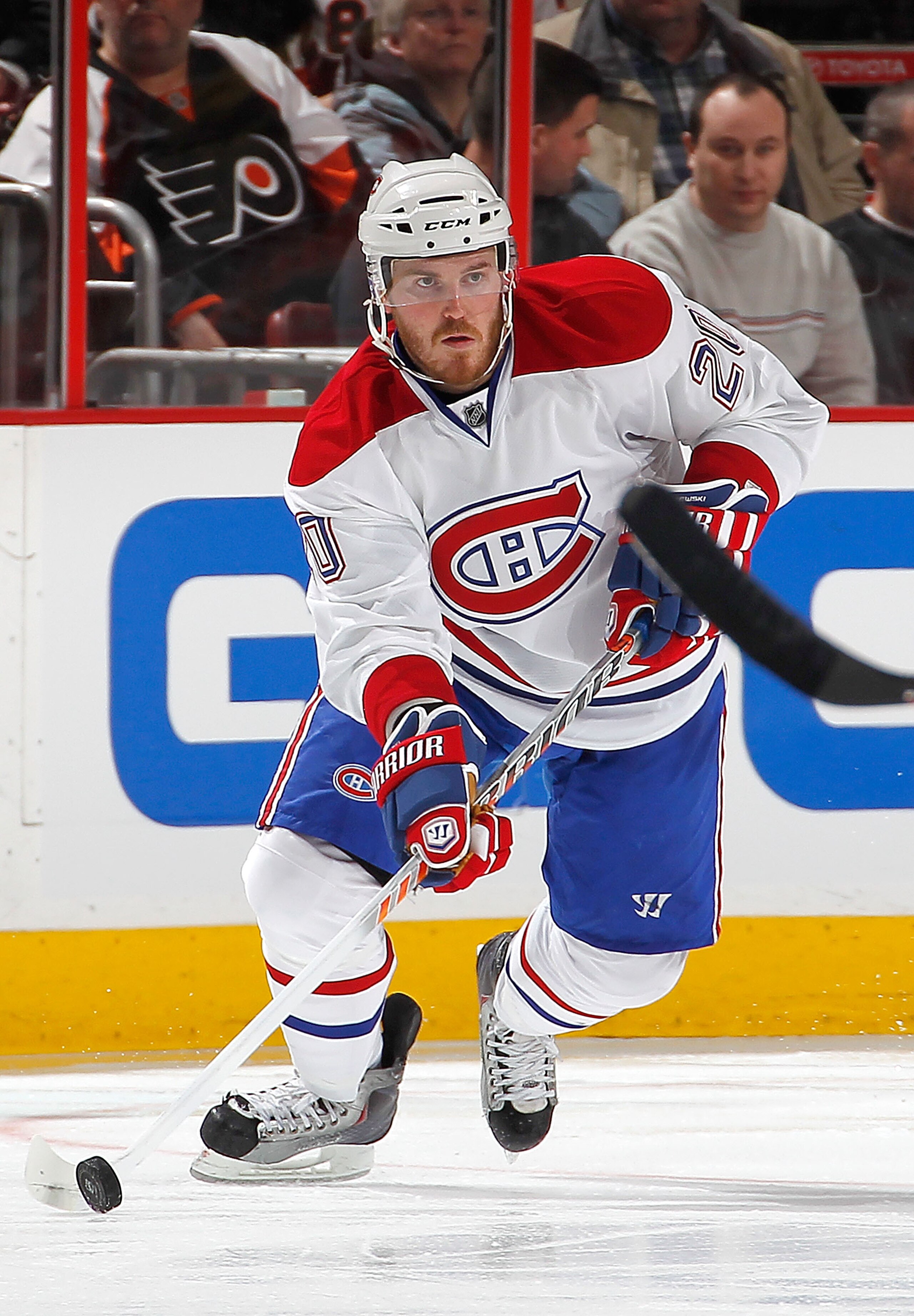 PHILADELPHIA, PA - JANUARY 25:  James Wisniewski #20 of the Montreal Canadiens skates in an NHL hockey game against the Philadelphia Flyers at the Wells Fargo Center on January 25, 2011 in Philadelphia, Pennsylvania.  (Photo by Paul Bereswill/Getty Images