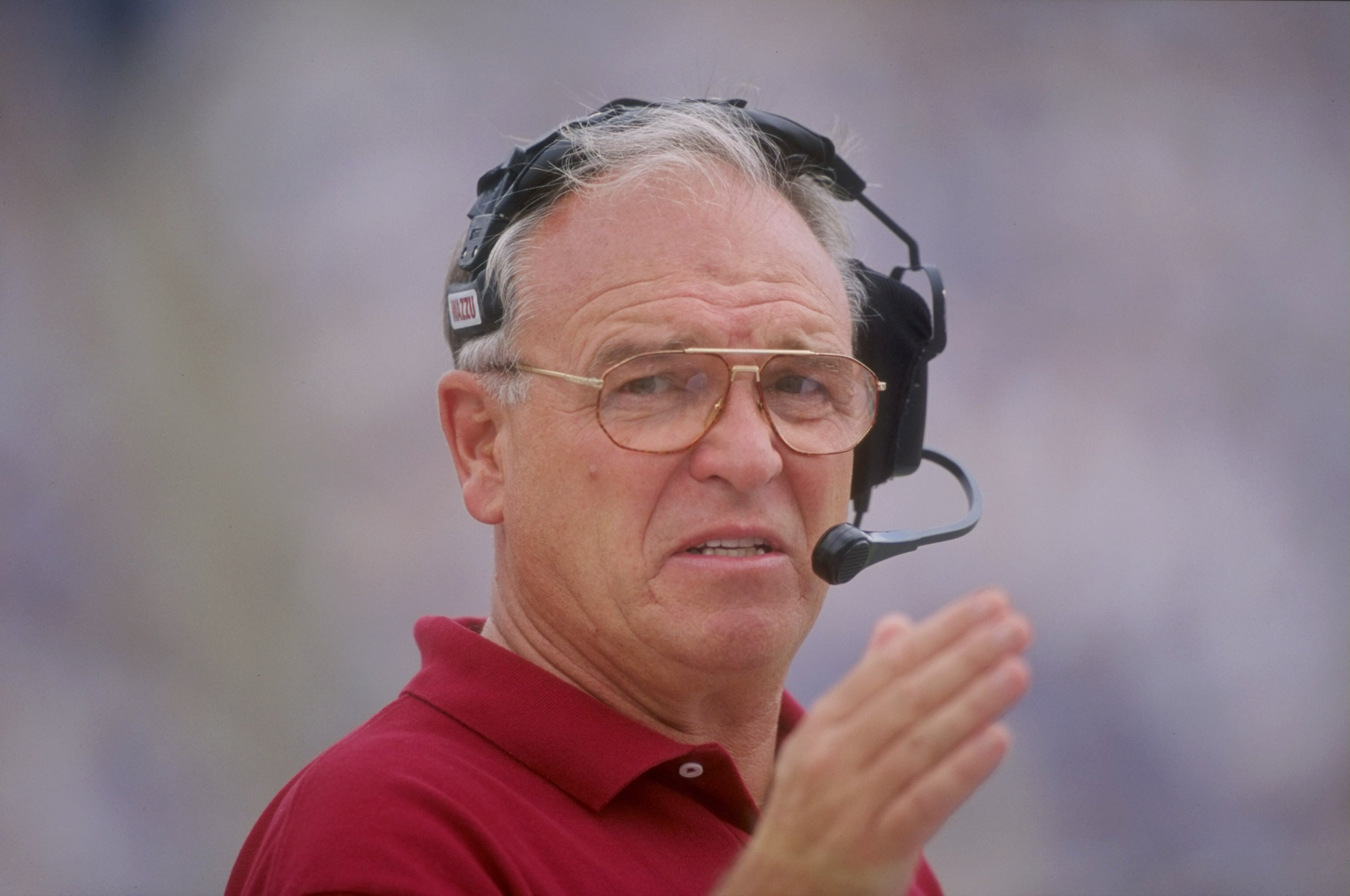 3 Oct 1998:  Head coach Mike Price of the Washington State Cougars looks on during the game against the UCLA Bruins at the Rose Bowl in Pasadena, California. The Bruins defeated the Cougars 49-17. Mandatory Credit: Aubrey Washington  /Allsport