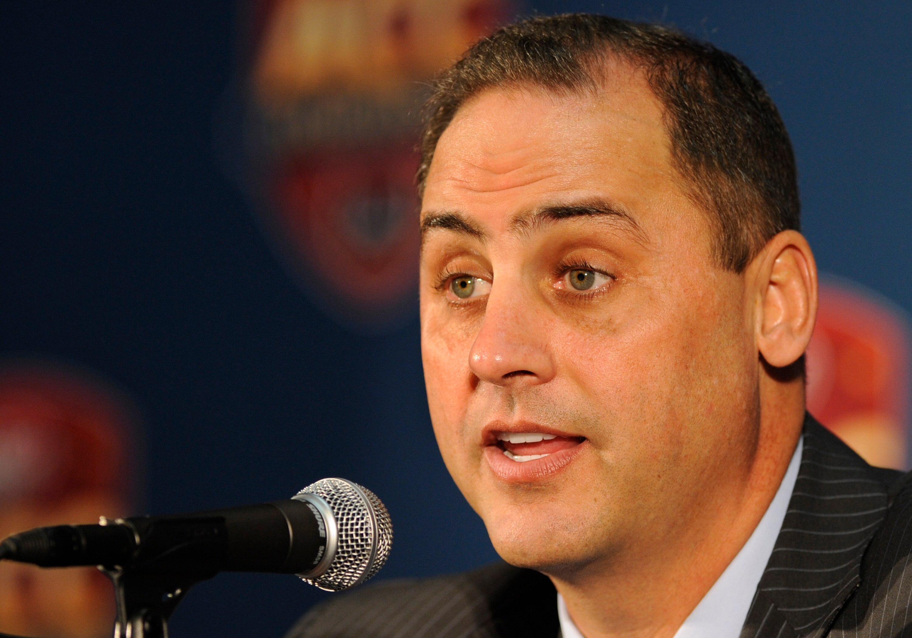 TAMPA, FL - DECEMBER 5:  Coach Jeff Jagodzinski of the Boston College Eagles talks to the media at the Raymond James Stadium on December 5, 2008 in Tampa, Florida. The Eagles play the Virginia Tech Hokies in the ACC football championship game. (Photo by A