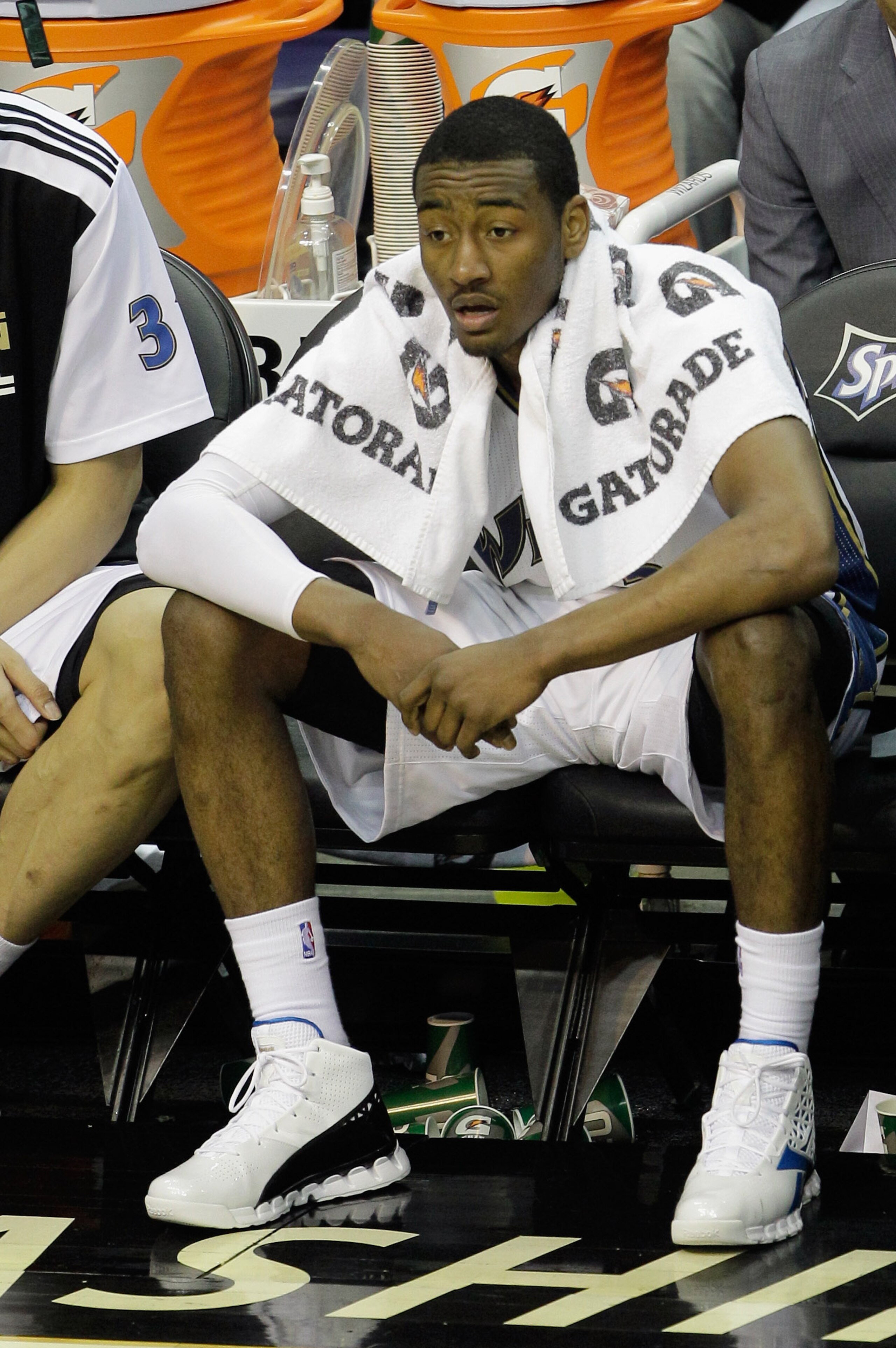 WASHINGTON, DC - MARCH 14: John Wall #2 of the Washington Wizards looks on from the bench during the second half against the Oklahoma City Thunder at the Verizon Center on March 14, 2011 in Washington, DC. NOTE TO USER: User expressly acknowledges and agr WASHINGTON, DC - MARCH 14: John Wall #2 of the Washington Wizards looks on from the bench during the second half against the Oklahoma City Thunder at the Verizon Center on March 14, 2011 in Washington, DC. NOTE TO USER: User expressly acknowledges and agr