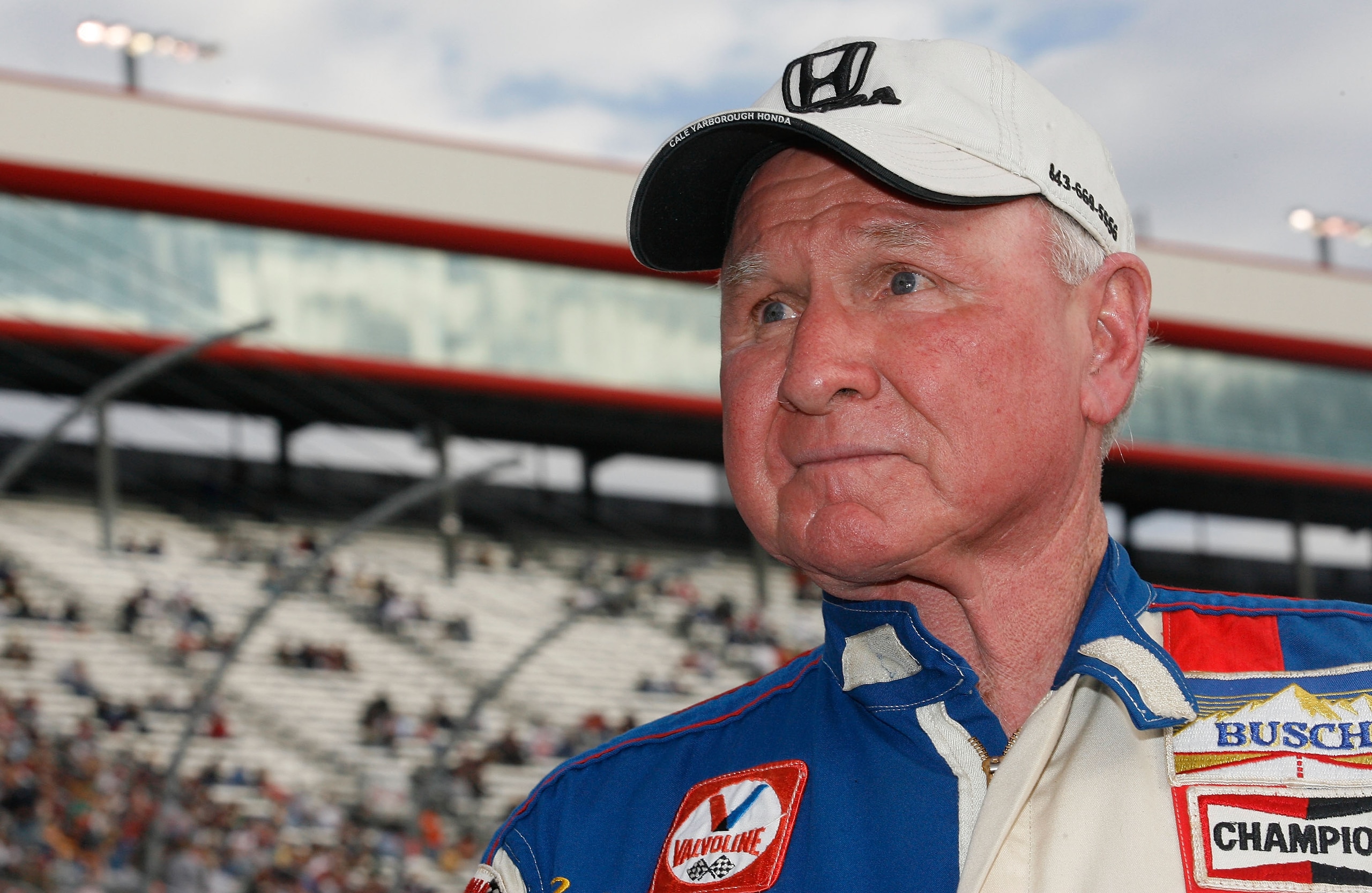 BRISTOL, TN - MARCH 21:  NASCAR legend Cale Yarborough stands next to his car prior to the start of the NASCAR Legends UARA Race at Bristol Motor Speedway on March 21, 2009 in Bristol, Tennessee.  (Photo by Geoff Burke/Getty Images for NASCAR)