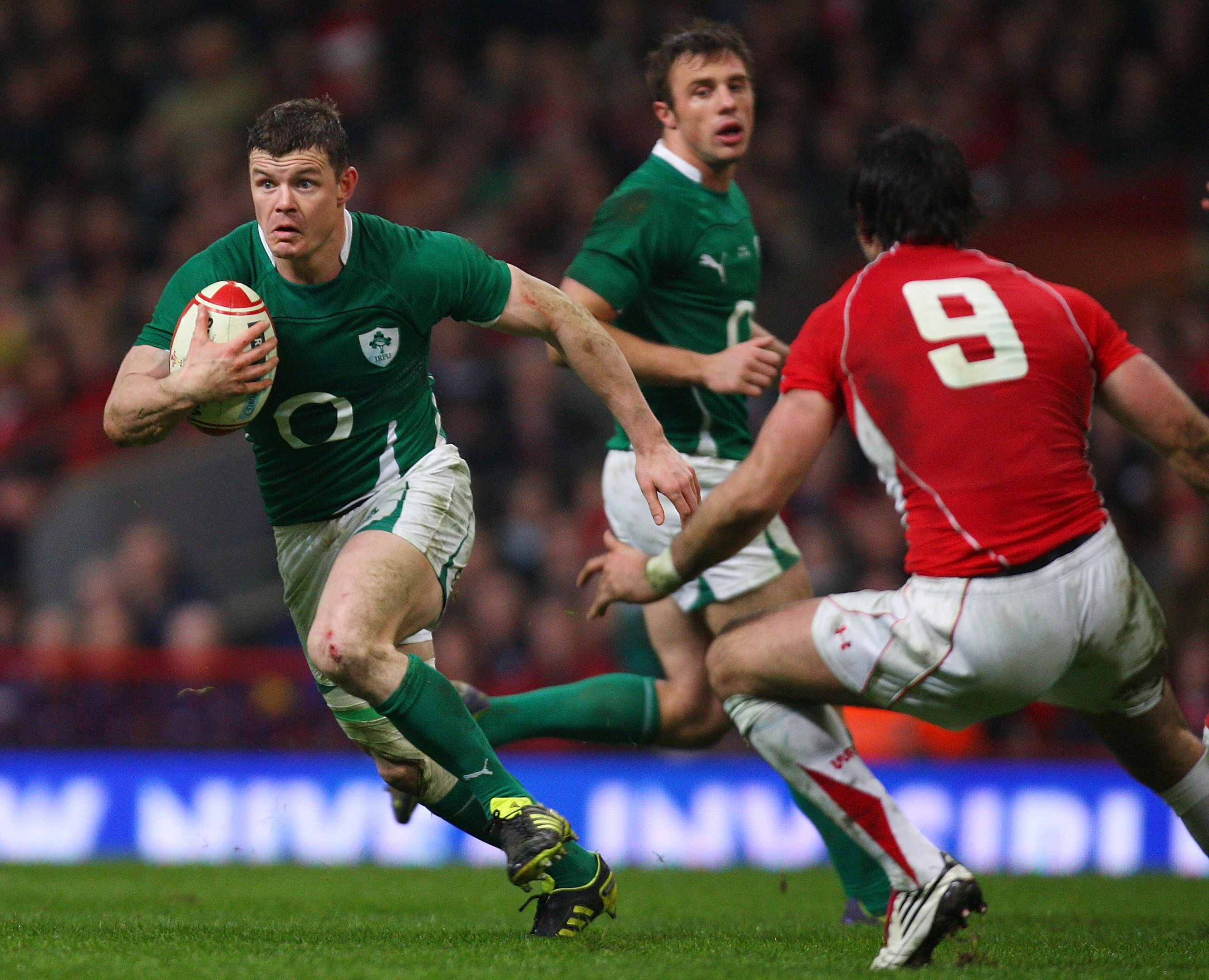 CARDIFF, WALES - MARCH 12:  Ireland captain Brian O' Driscoll in action during the RBS Six Nations Championship match between Wales and Ireland at the Millennium Stadium on March 12th, 2011 in Cardiff, Wales.  (Photo by Stu Forster/Getty Images)