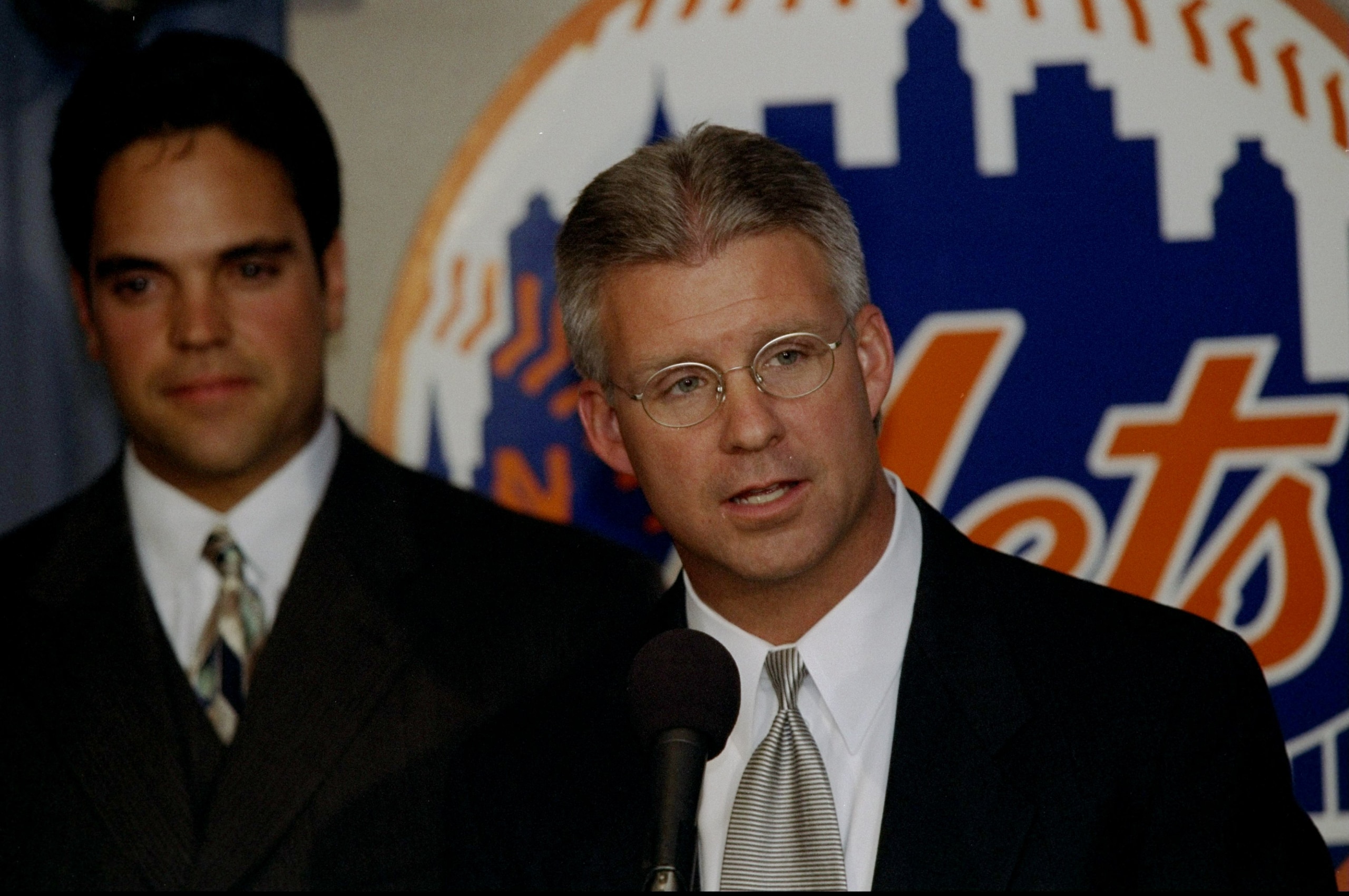 26 Oct 1998: General Manager Steve Phillips of  the New York Mets talks during a press conference about Mike Piazza in New York City, New York. Mandatory Credit: Jamie Squire  /Allsport