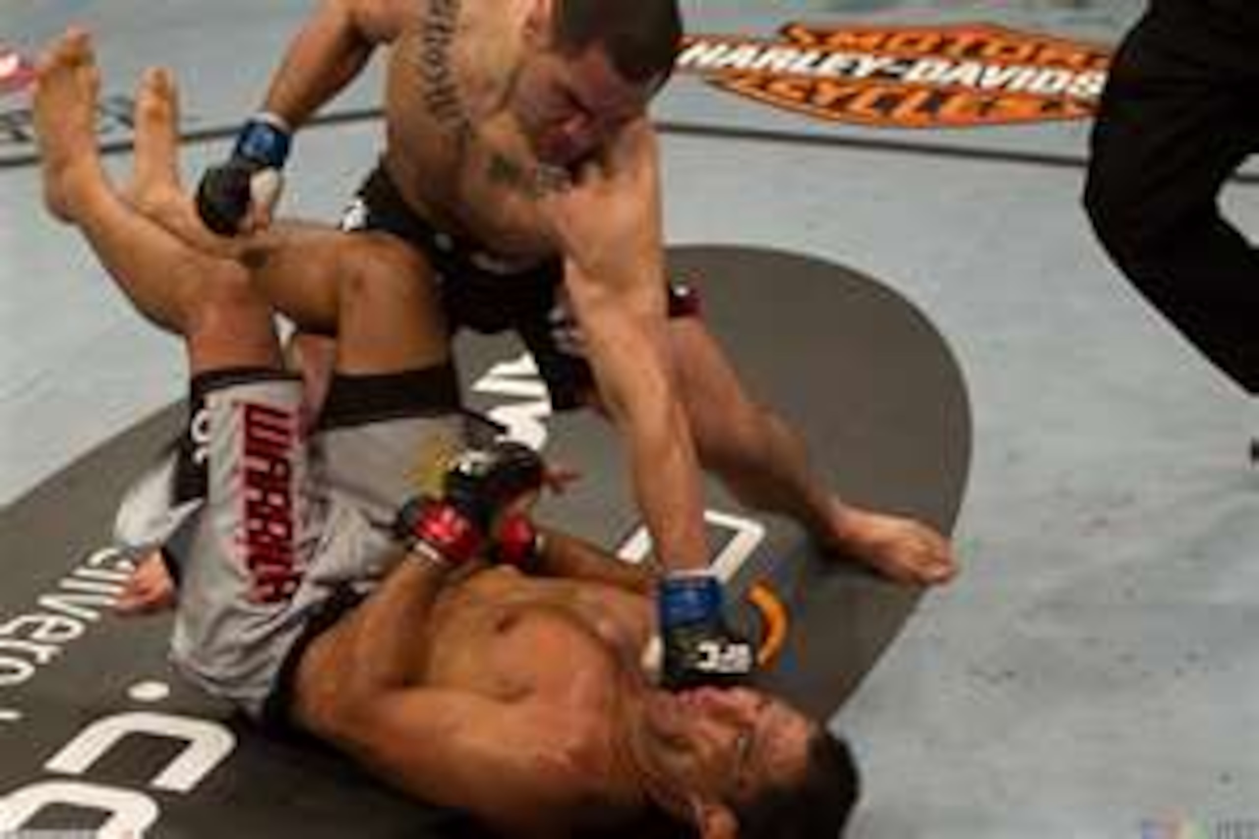 Cain Velasquez delivering vicious ground and pound to Nogueira