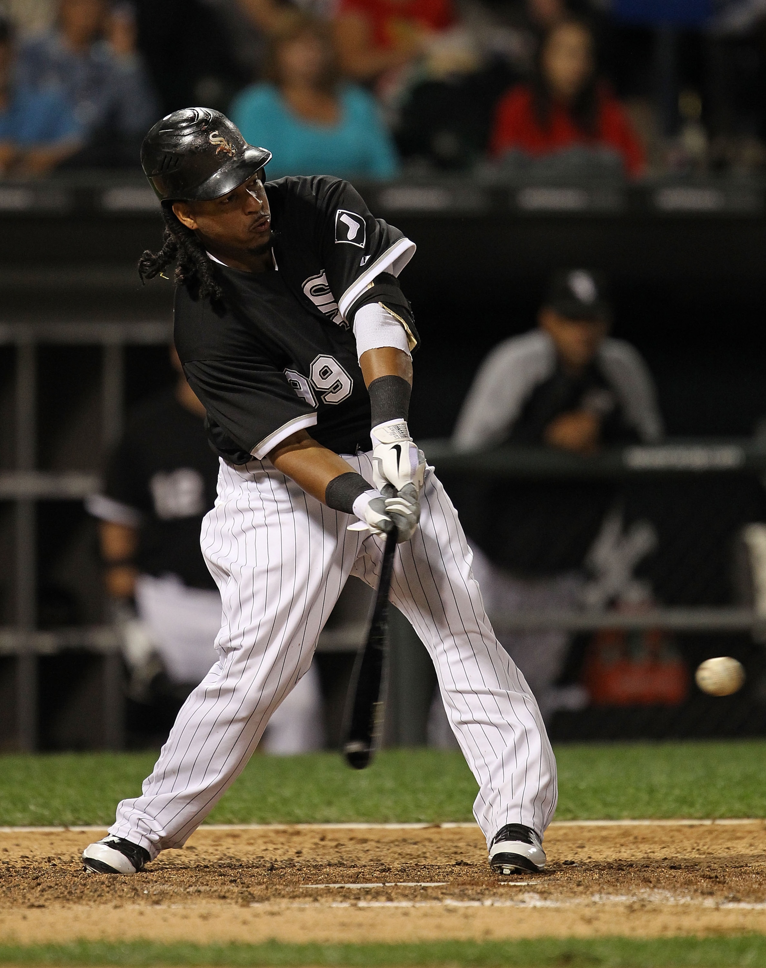 CHICAGO - SEPTEMBER 14: Manny Ramirez #99 of the Chicago White Sox takes a swing against the Minnesota Twins at U.S. Cellular Field on September 14, 2010 in Chicago, Illinois. (Photo by Jonathan Daniel/Getty Images)